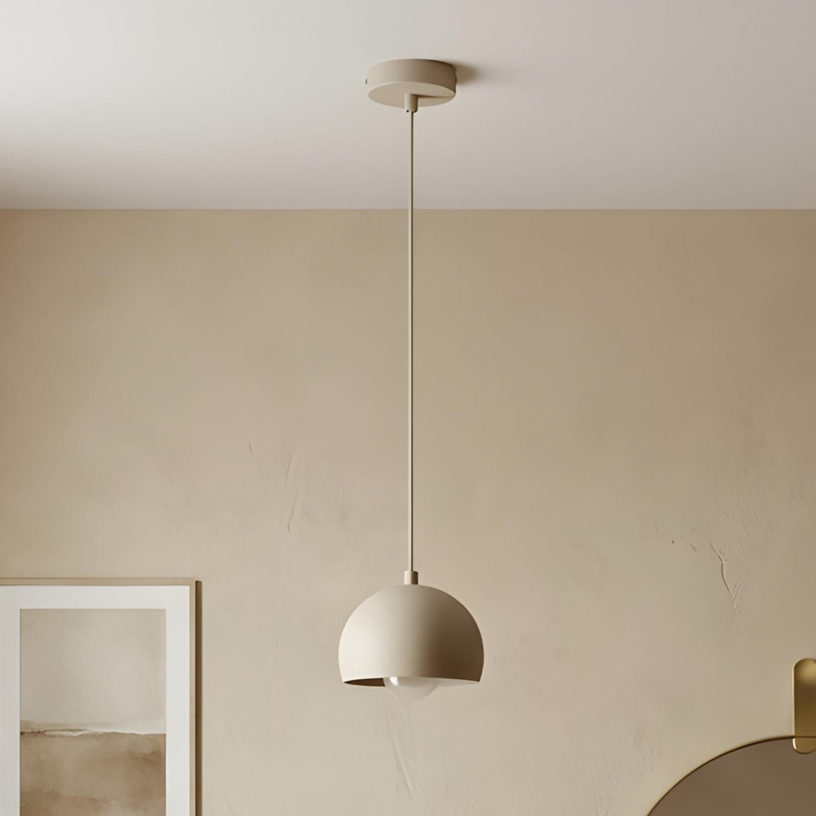 Sool pendant light, beige, Ø 15 cm, 1-bulb, metal, E27