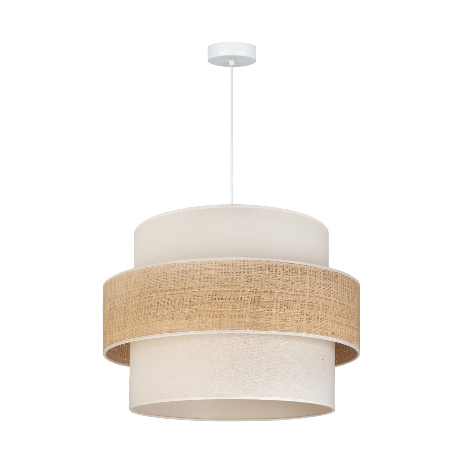 Lampada a sospensione Space, ecru/beige, 1 lampadina, tessuto, E27 - Duolla