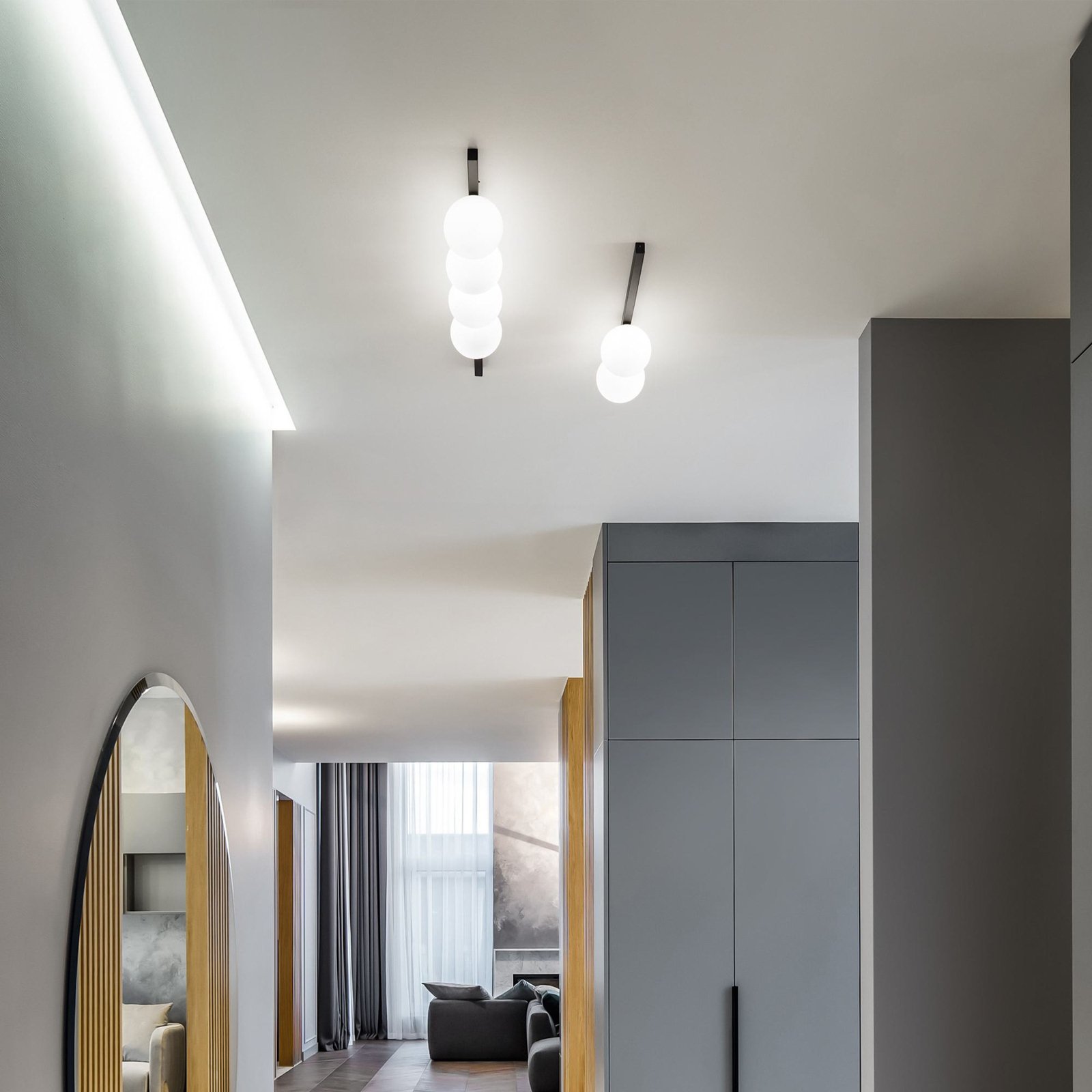 Ideal Lux Binomio candeeiro de teto, preto, 2 lâmpadas, metal, vidro
