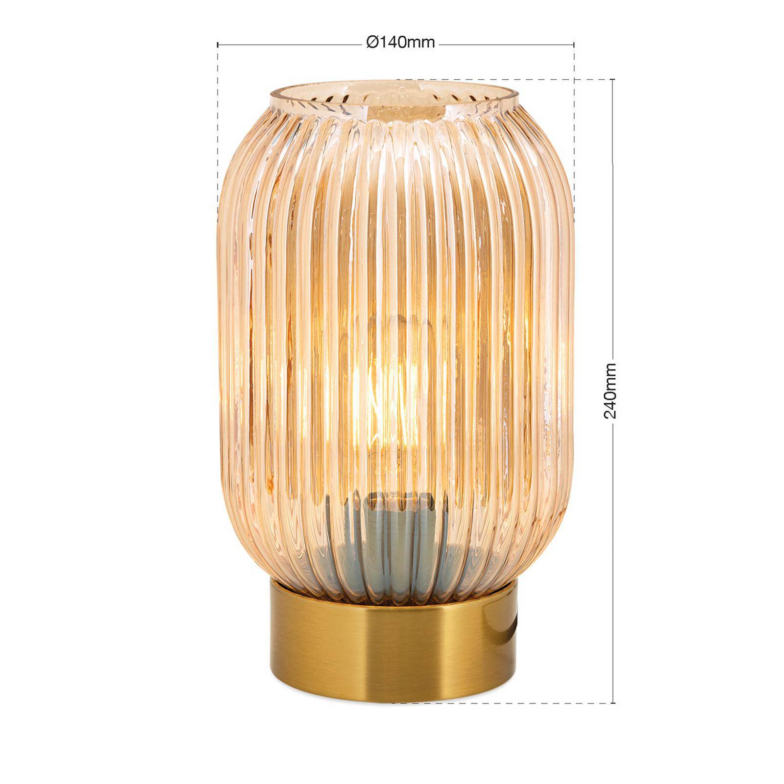 Tischleuchte Carneval, amber, Glas, Höhe 23,5 cm, E27 günstig online kaufen