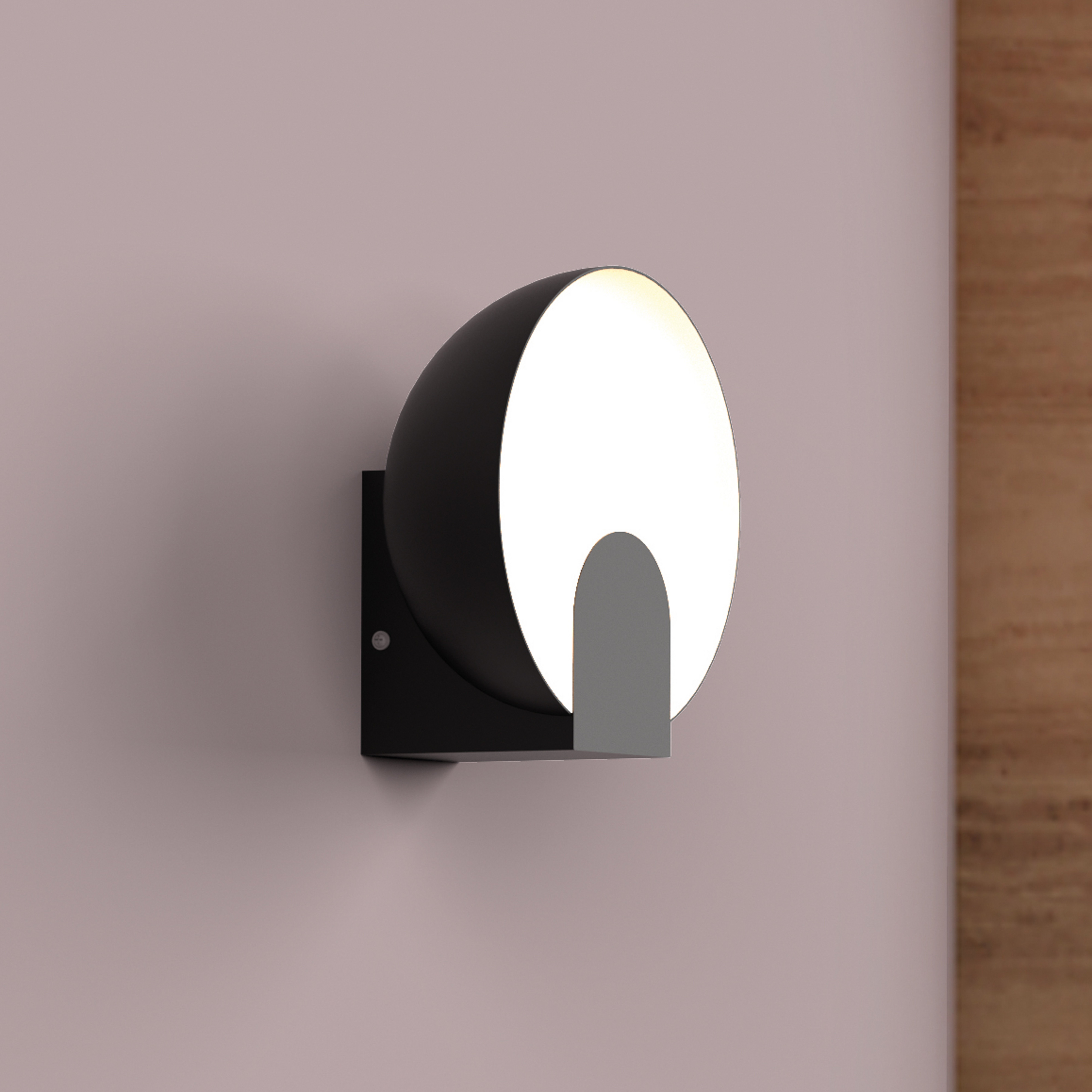 Applique a LED Óculo, nero, metallo, luce indiretta