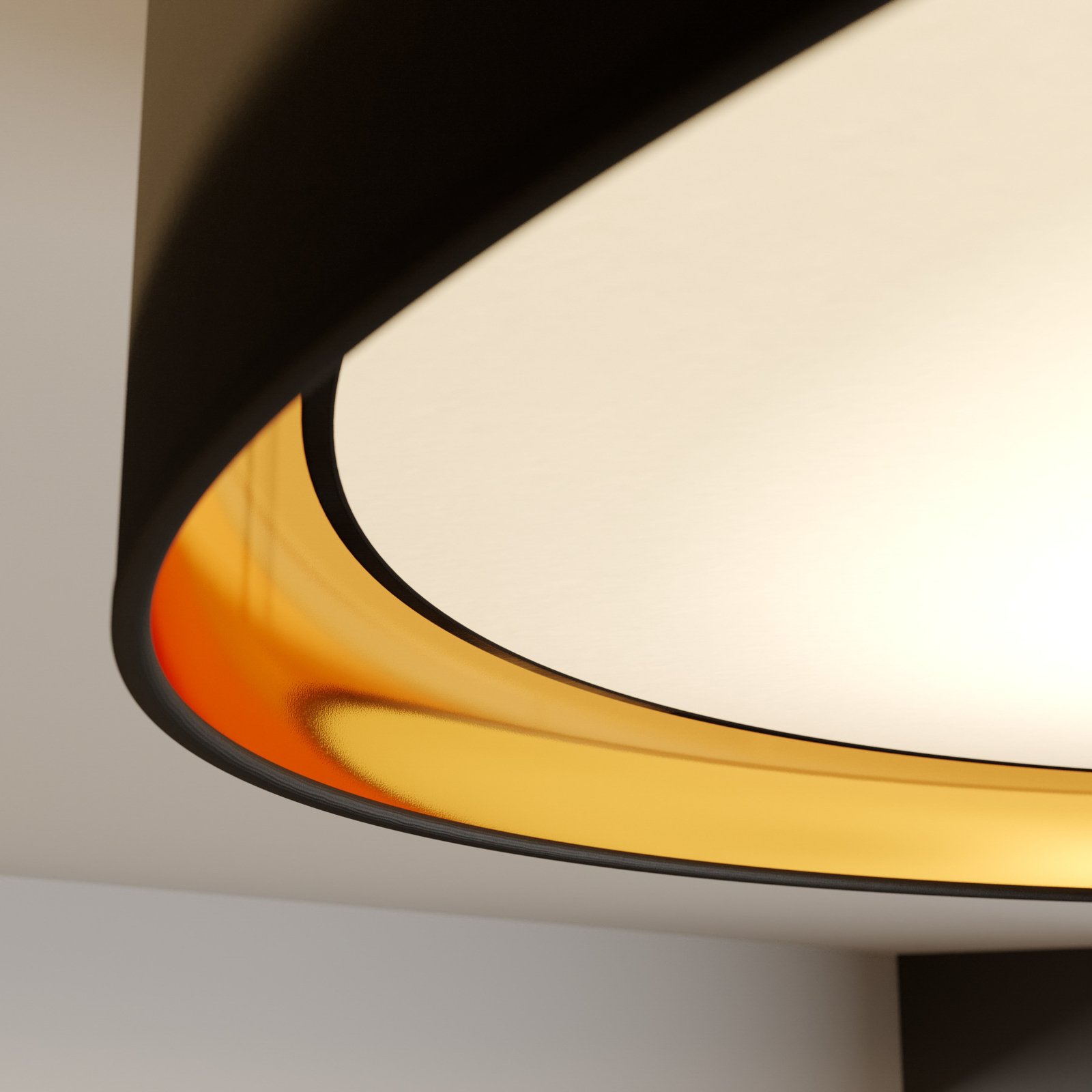 Hilton plafondlamp, zwart/goud, Ø 60cm