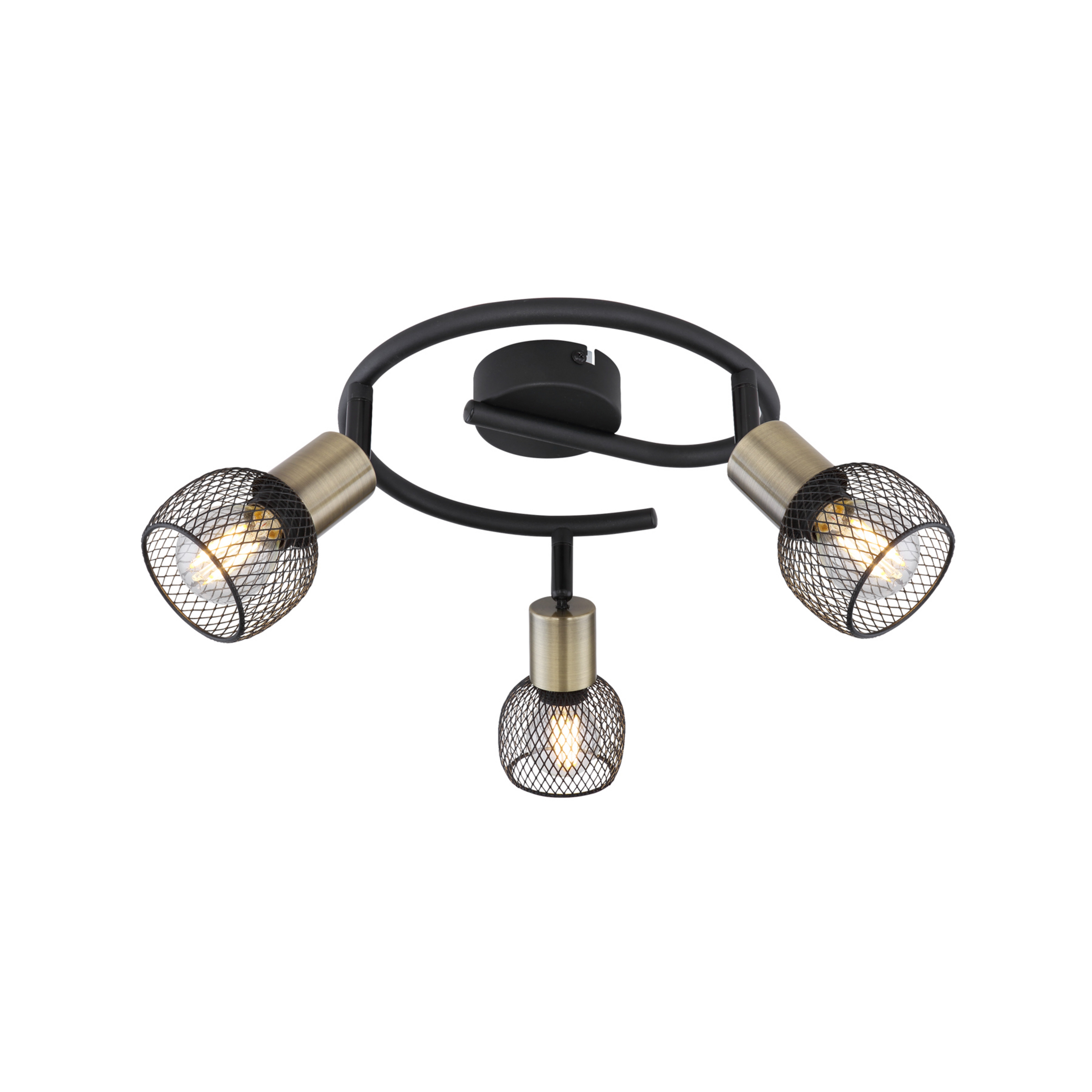 Lampa sufitowa Fiastra czarna/stary mosiądz 3-pkt.