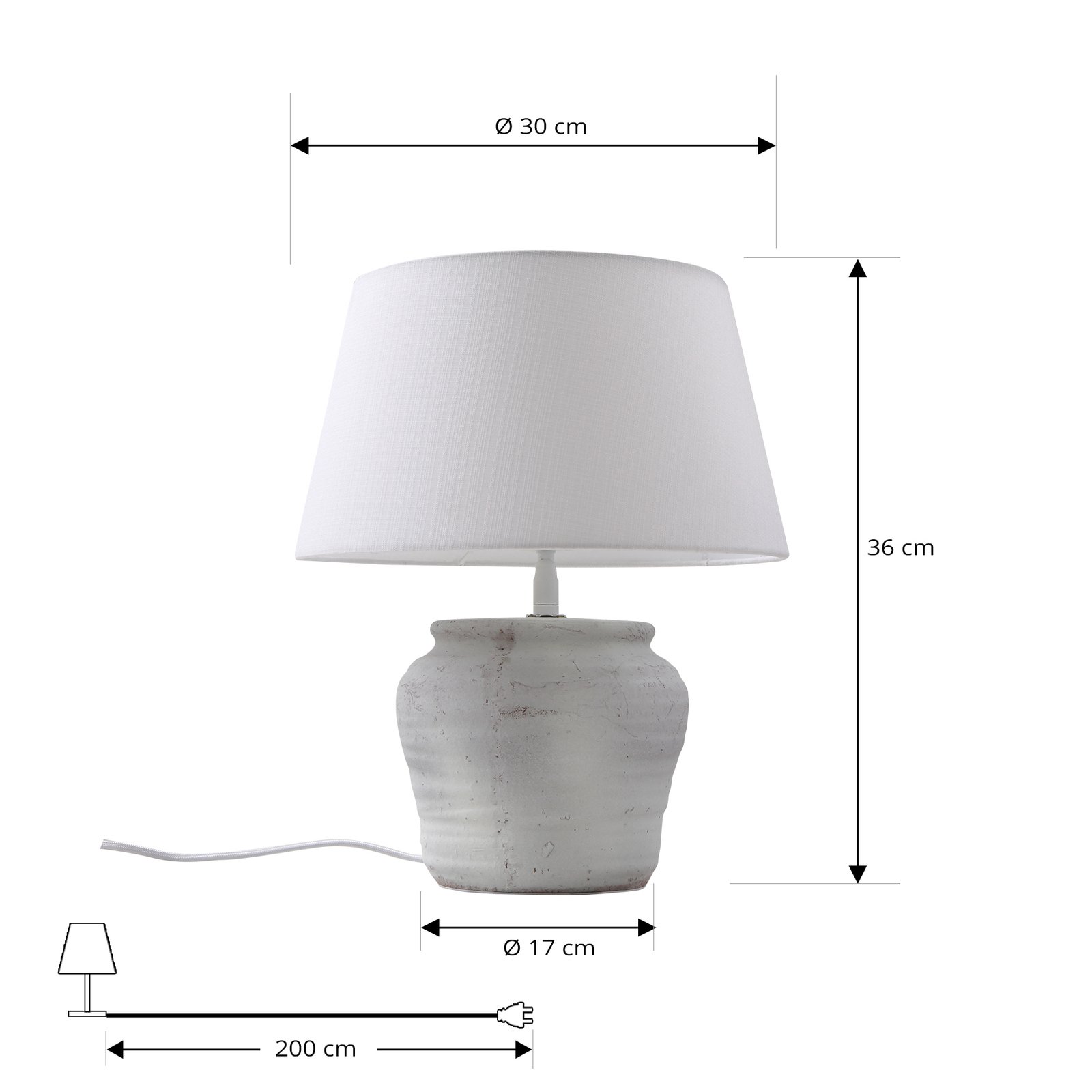 Lindby lampe à poser Aelith, Ø 30 cm, blanc, céramique, E27