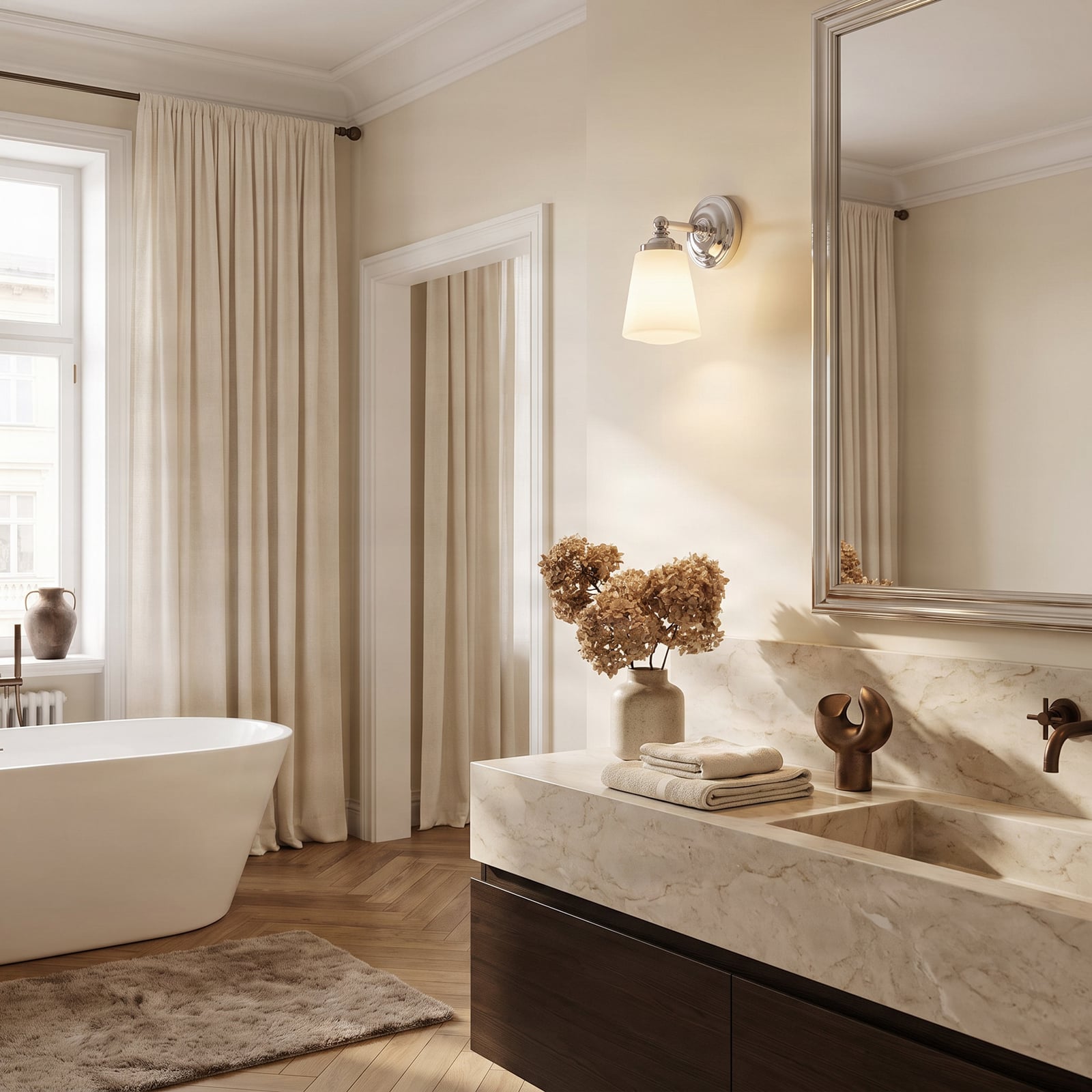 Applique per il bagno Arcchio Mahdi, cromo, vetro, 11 cm, IP44