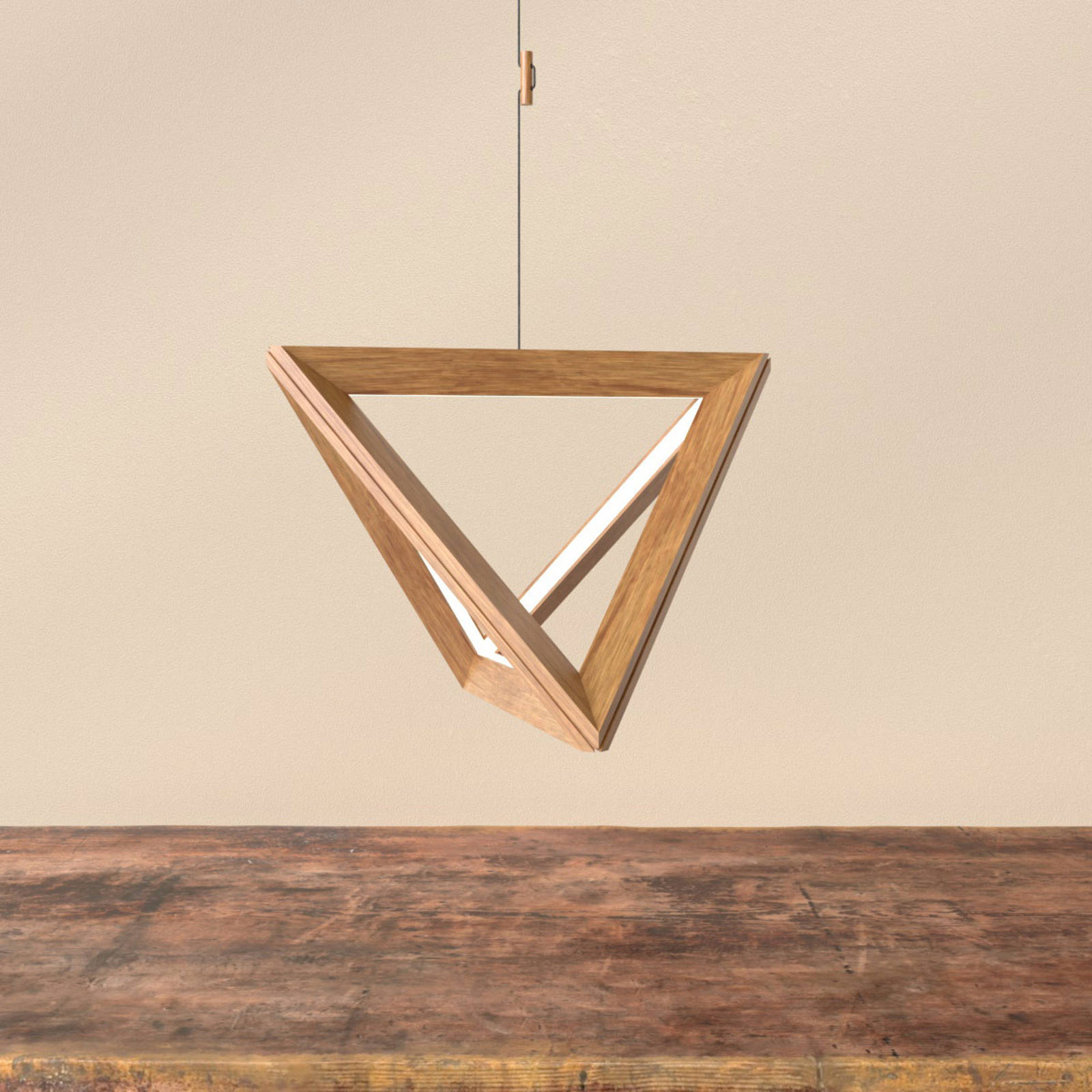 Spot-Light Trigonon LED hanging light in oiled oak, for Living / Dining Room, wood, acrylic, 27 W, energy efficiency: A+, L: 42 cm, W: 42 cm, H: 34 cm