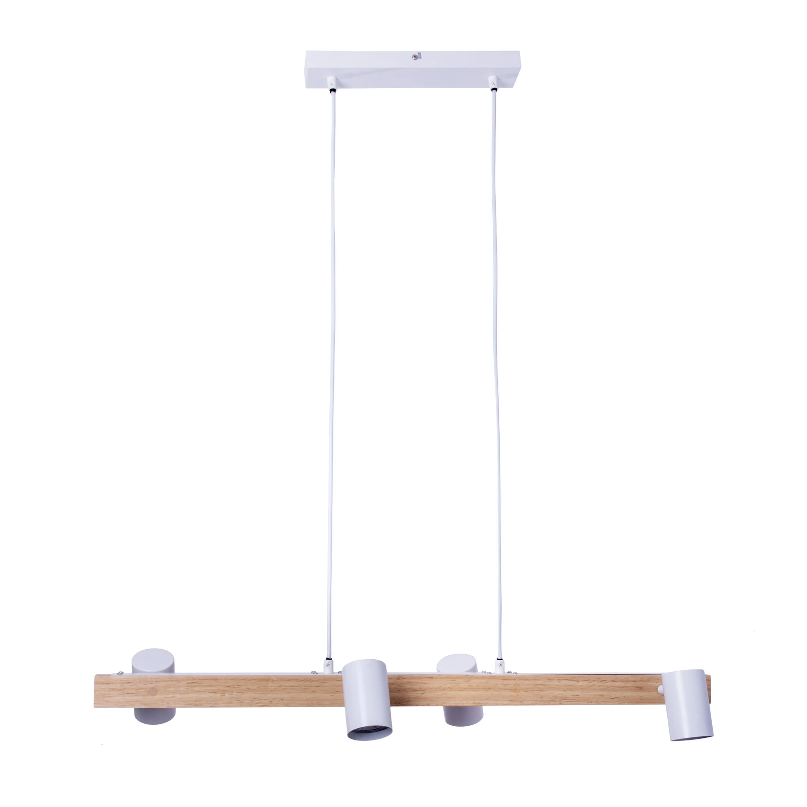 Suspension Frida avec 4 spots, blanche/bois clair