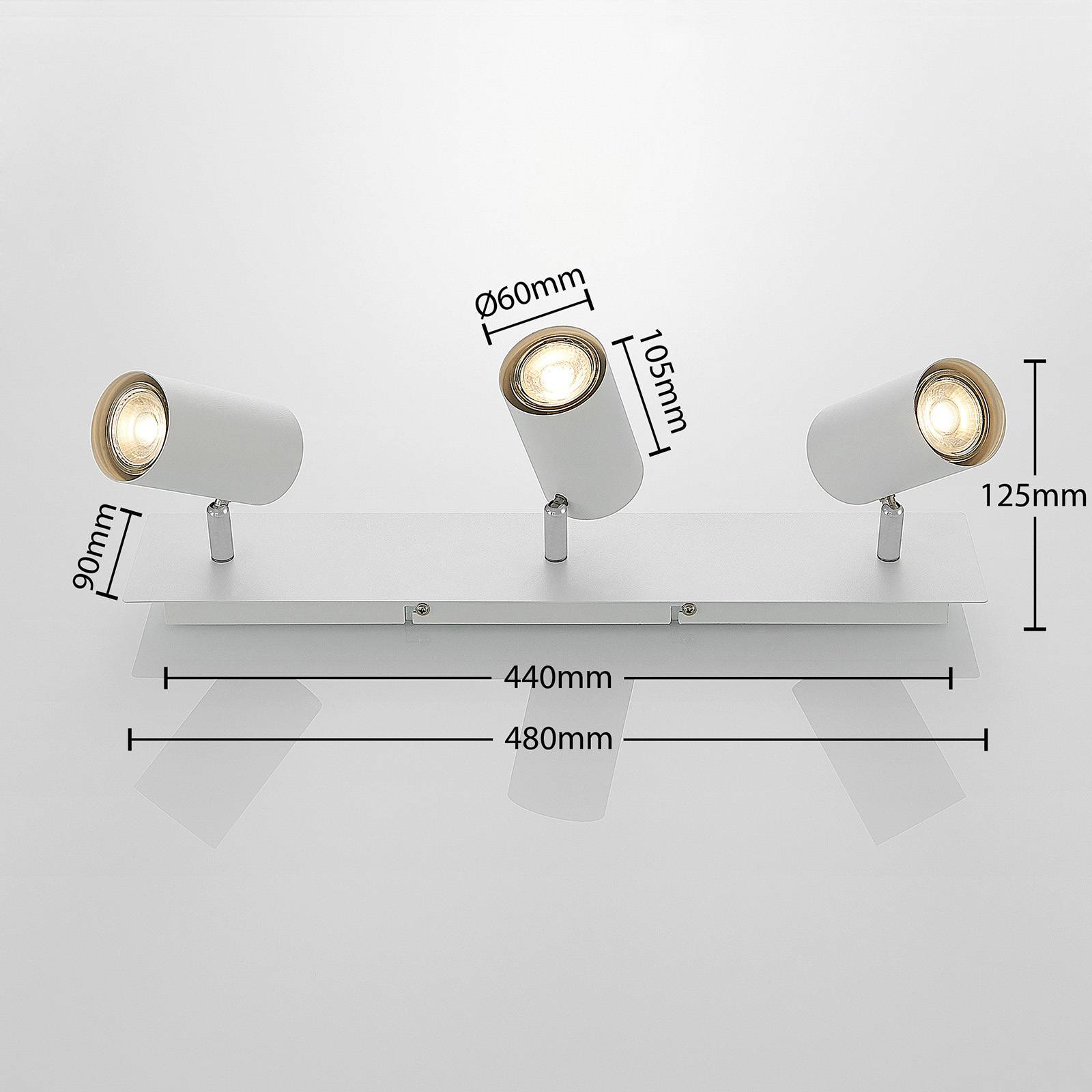 Reflektor sufitowy Lindby Joffrey, 3-punktowy, biały, metalowy