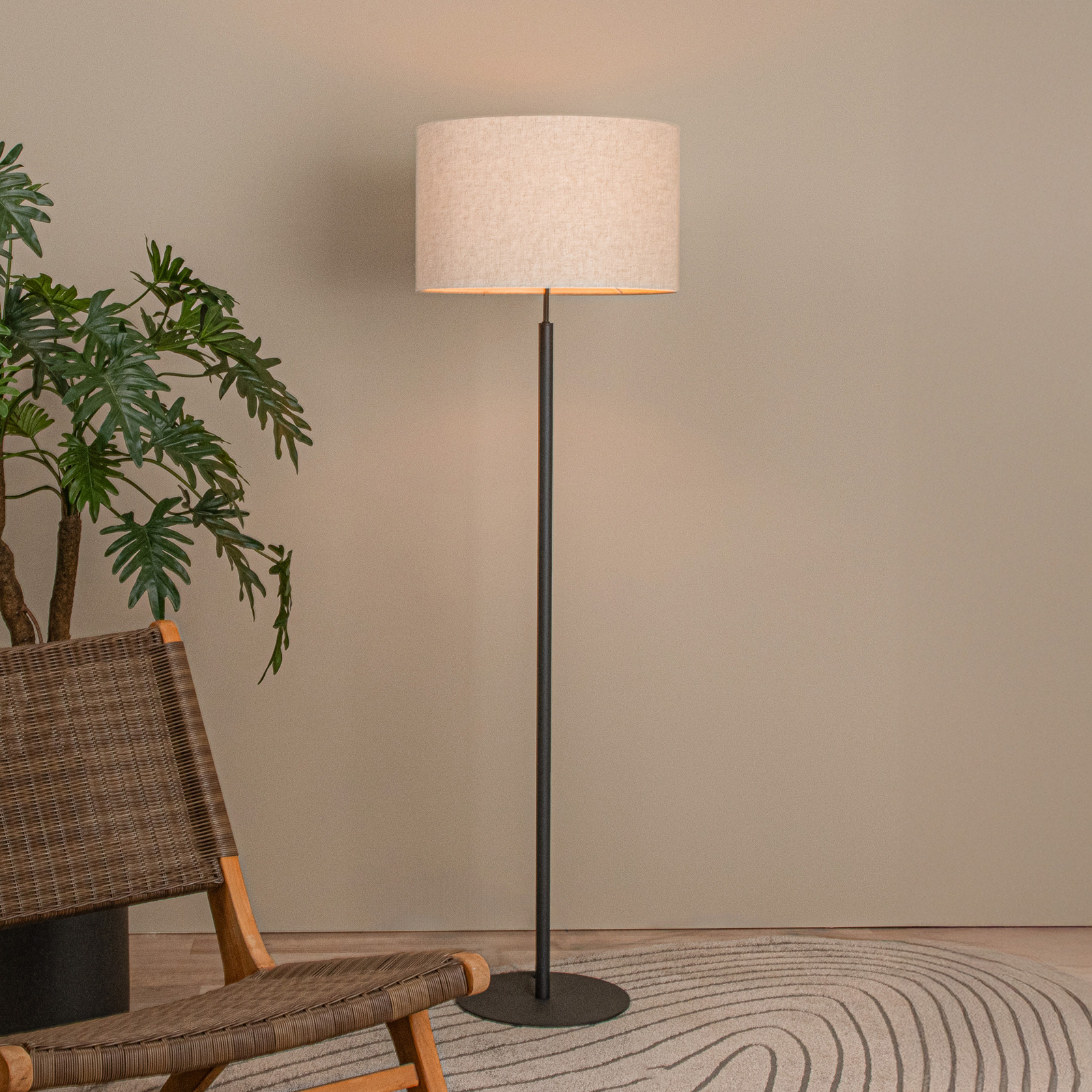 Stojna svetilka MAYA, bež, višina 150 cm, tekstil, E27