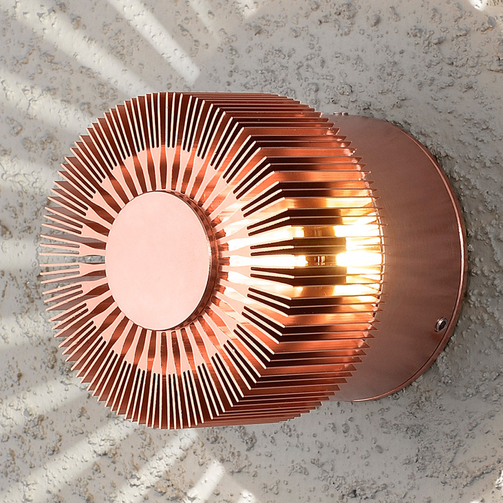 Monza LED outdoor wall lamp round copper 9 cm