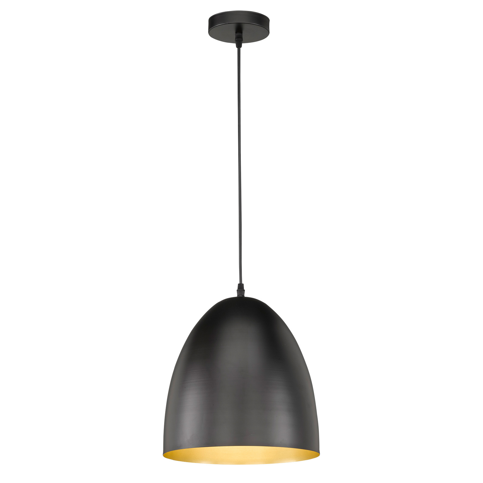 Mylon hanging light, black/gold, half oval