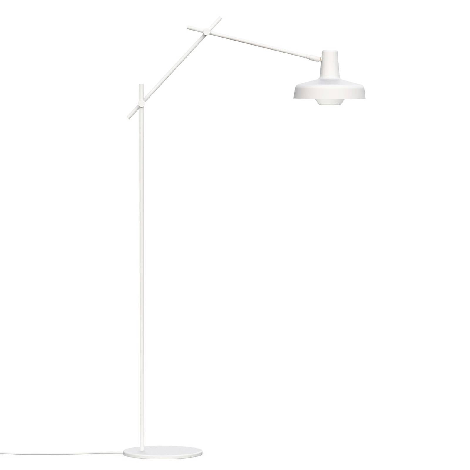 GRUPA Arigato floor lamp, three-piece arm, white, for Workroom / Office, steel, aluminium, E27, 70 W, H: 170 cm