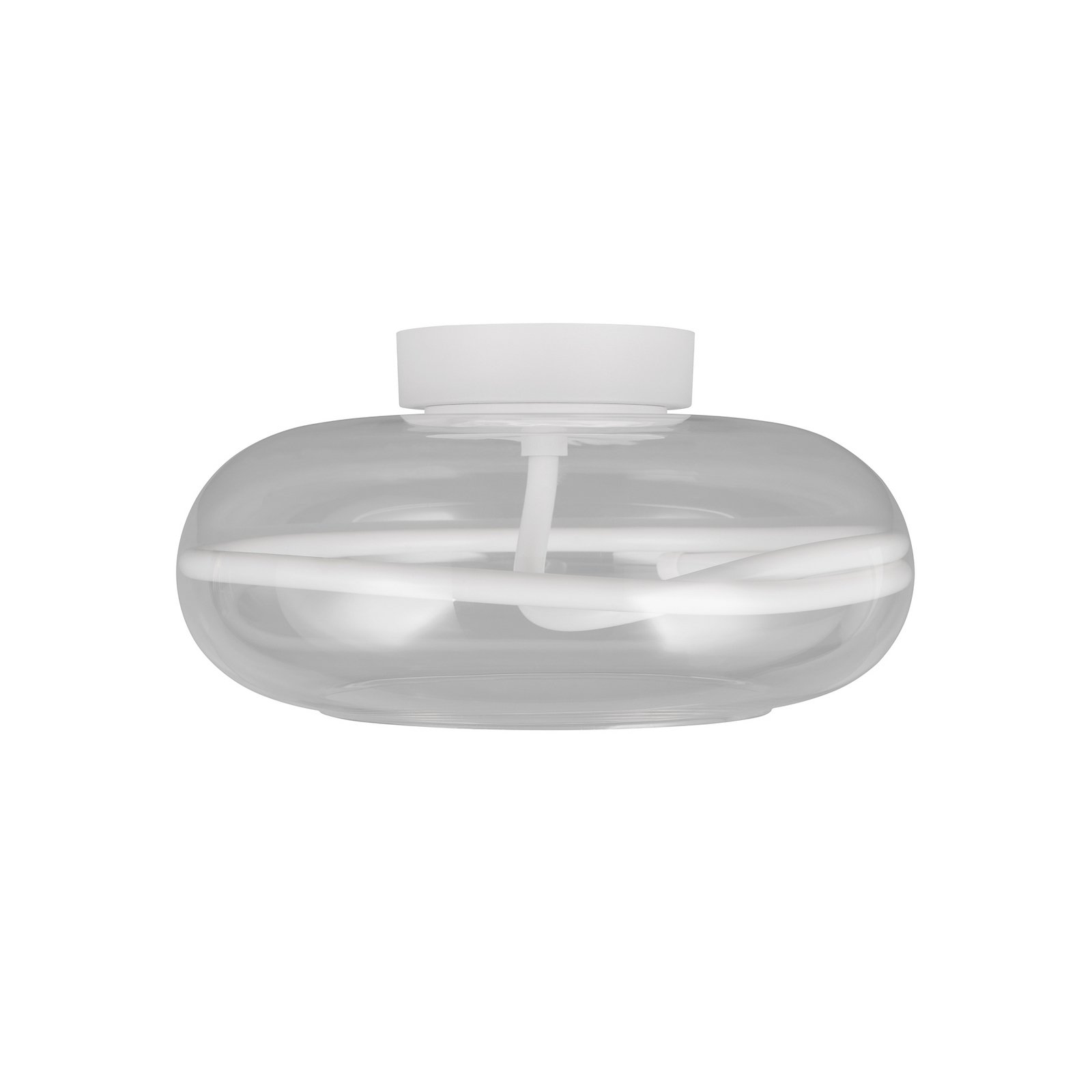 Lámpara LED de techo Tarsia, blanco mate, Ø 40 cm, cristal