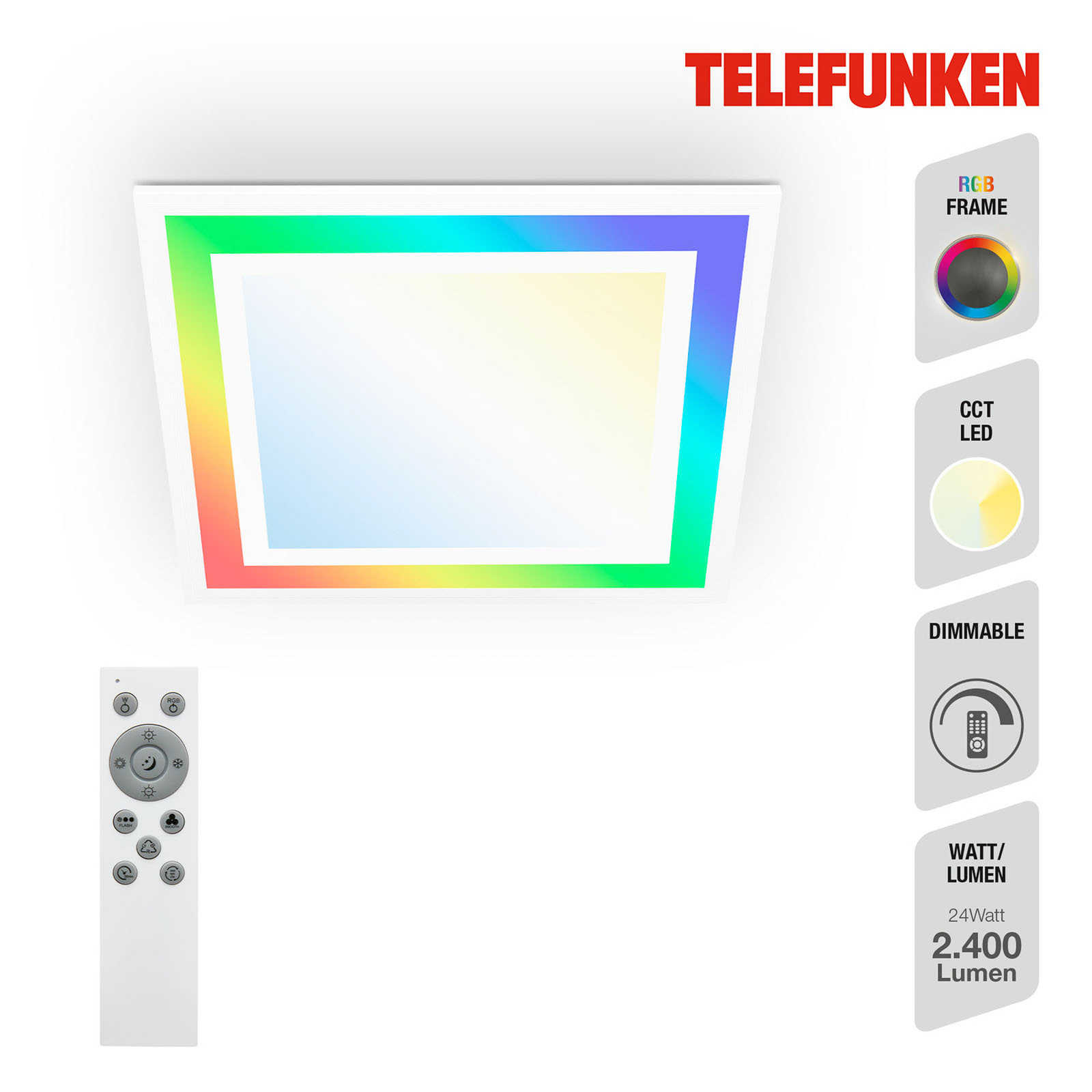 LED-Panel Framelight Remote weiß CCT RGB 45x45cm