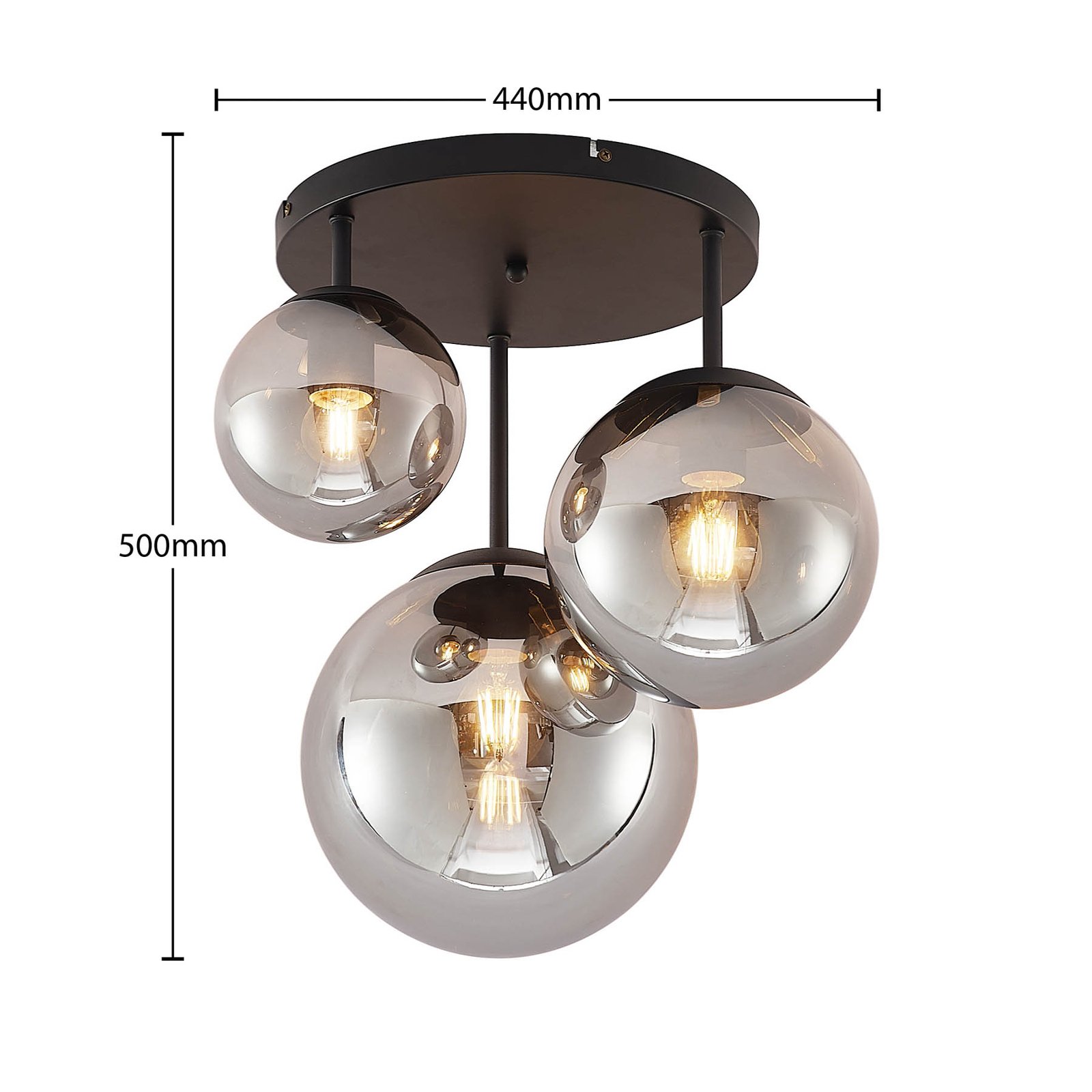 Teeja 3 Round Deckenleuchte Smoke - Lindby