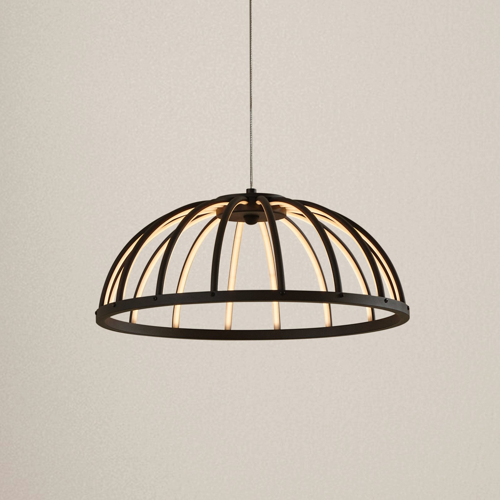 Lucande LED pendant light Attea, black, Ø 40 cm, aluminium