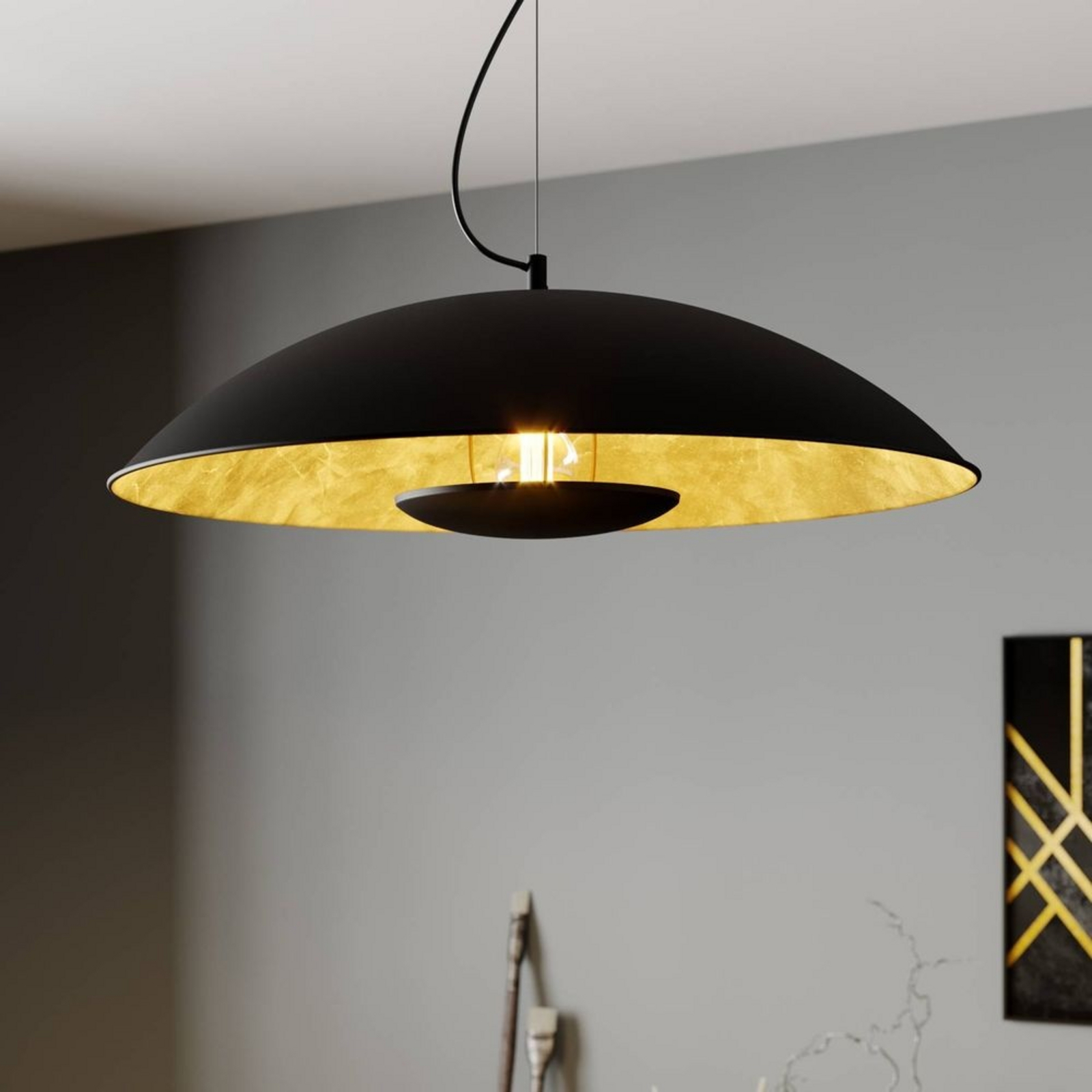 Emilienne Lustră Pendul Black/Gold - Lindby