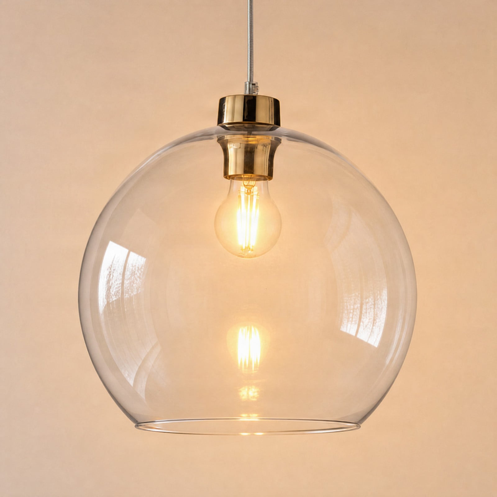 TK Lighting Висяща лампа Cubus, прозрачна, стъкло, Ø 30 cm, E27