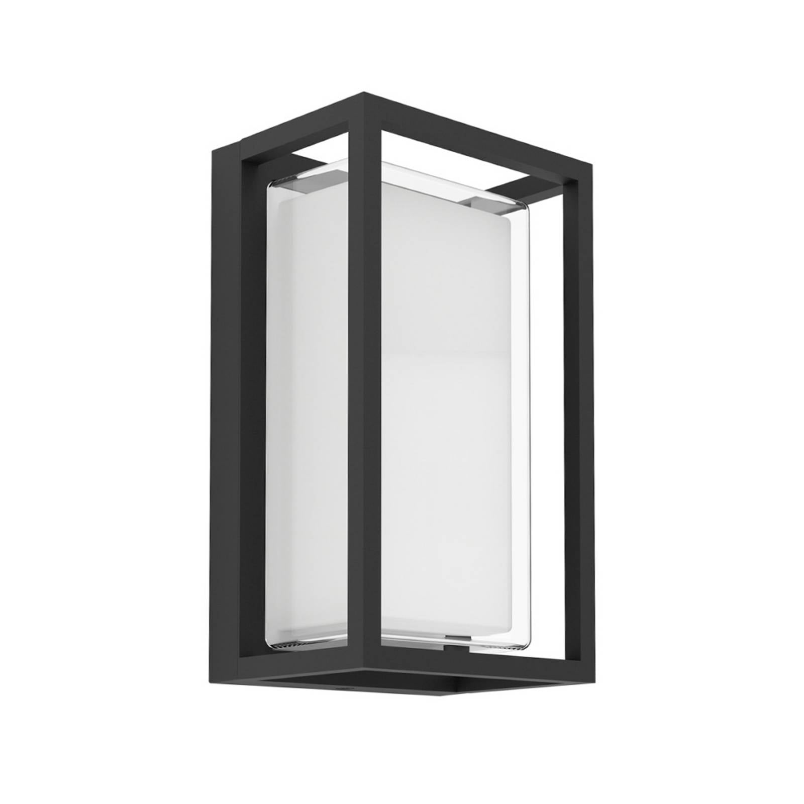 EGLO LED-Sensoraußenwandlampe GENOVESE schwarz 24cm IP65 CCT
