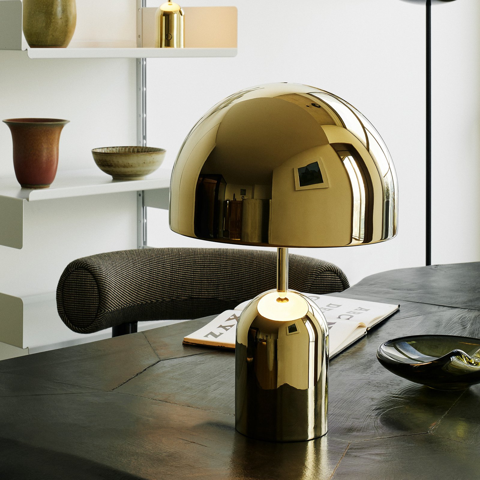 Tom Dixon LED table lamp Bell, gold-coloured, height 43 cm, steel