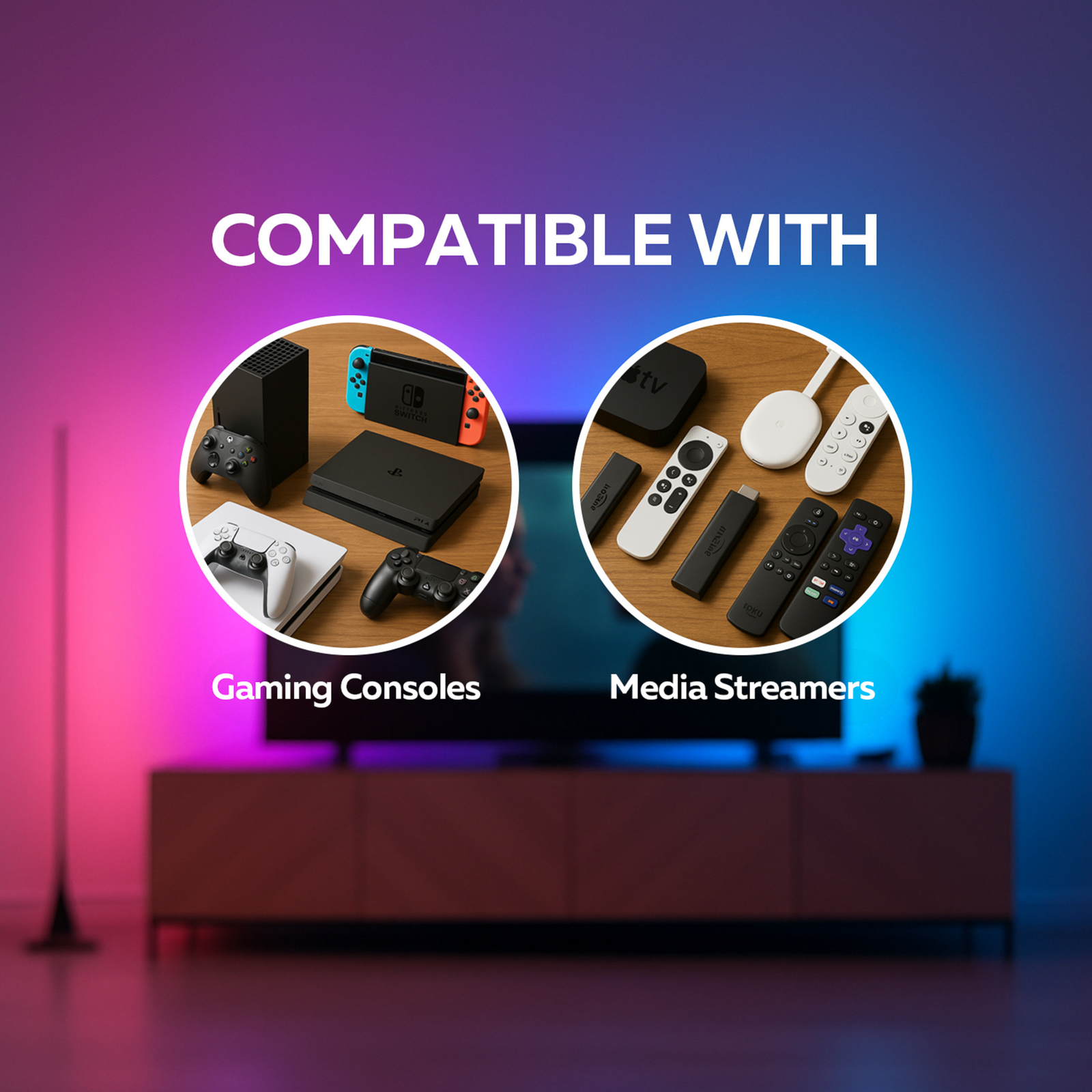 Set Calex Smart HDMI Sync Box cu bandă LED, 250 cm, RGBW