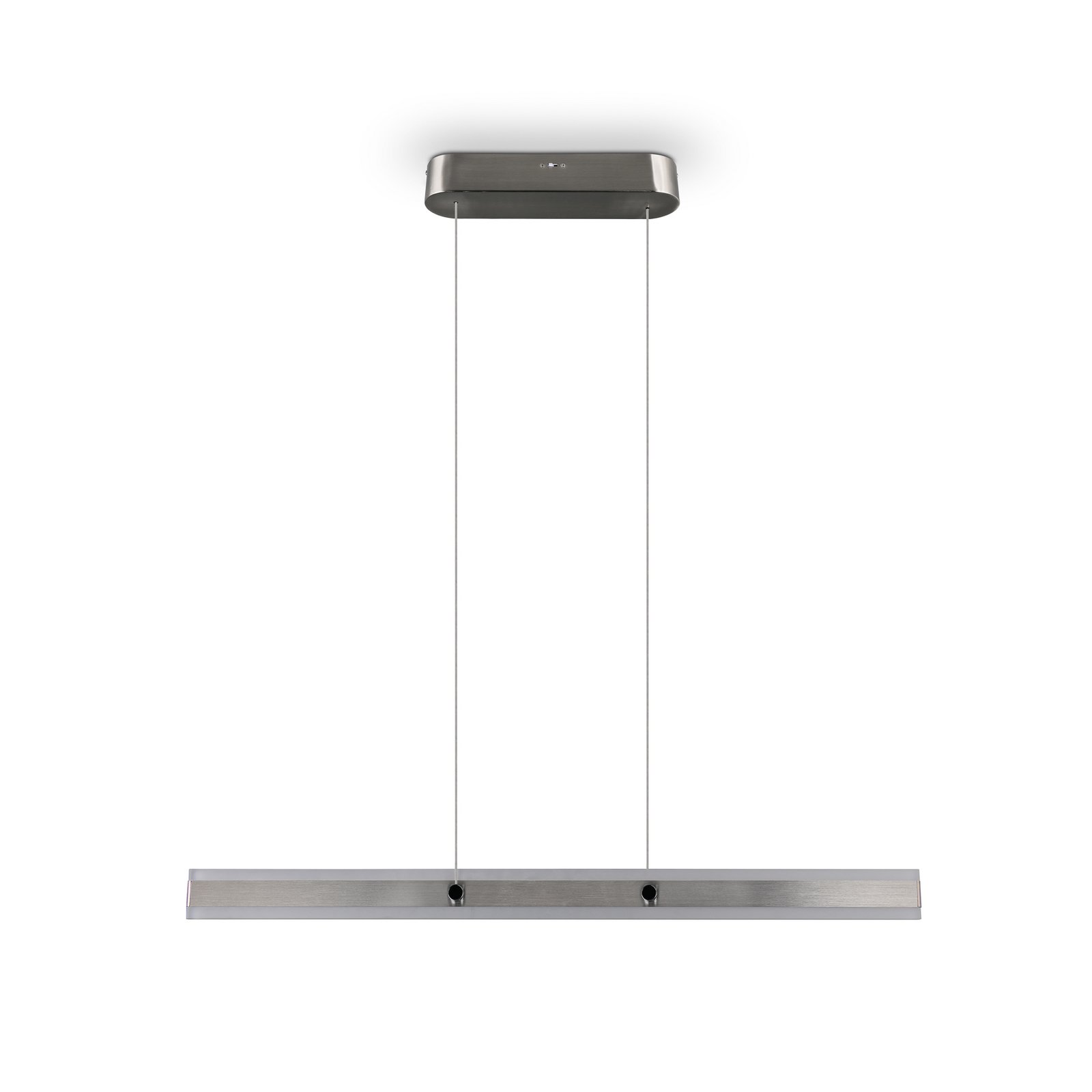 LED pakabinama lempa Arcola, nikelio spalvos, ilgis 115 cm CCT 2-flg. LED pakabinama lempa Arcola, nikelio spalvos, ilgis 115 cm CCT 2-flg.