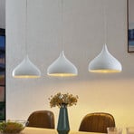 Lindby suspension Elamira, blanc, métal, 133 cm, 3 lampes