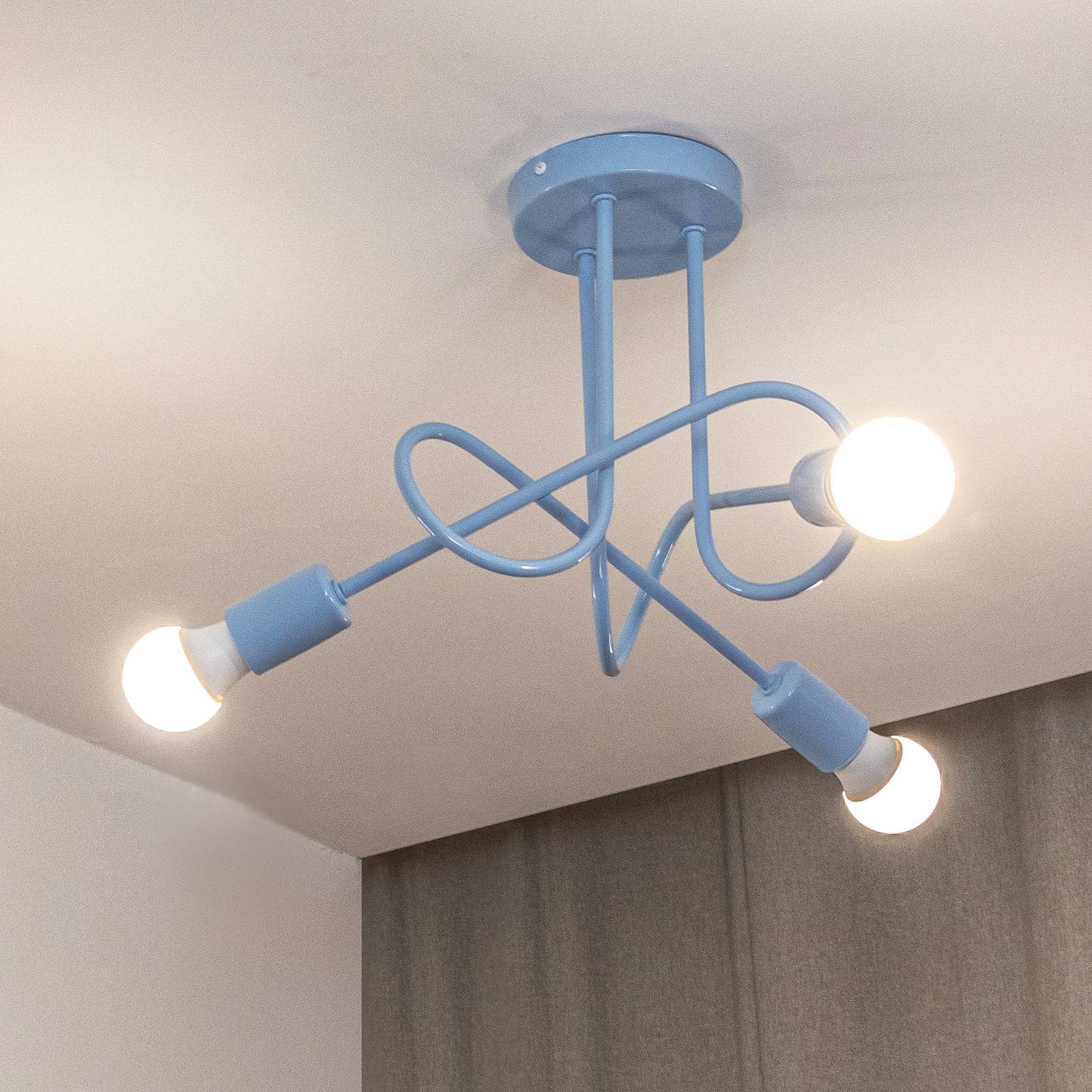 Lampa sufitowa Oxford, Ø 44 cm, jasnoniebieska, metalowa, 3-punktowa
