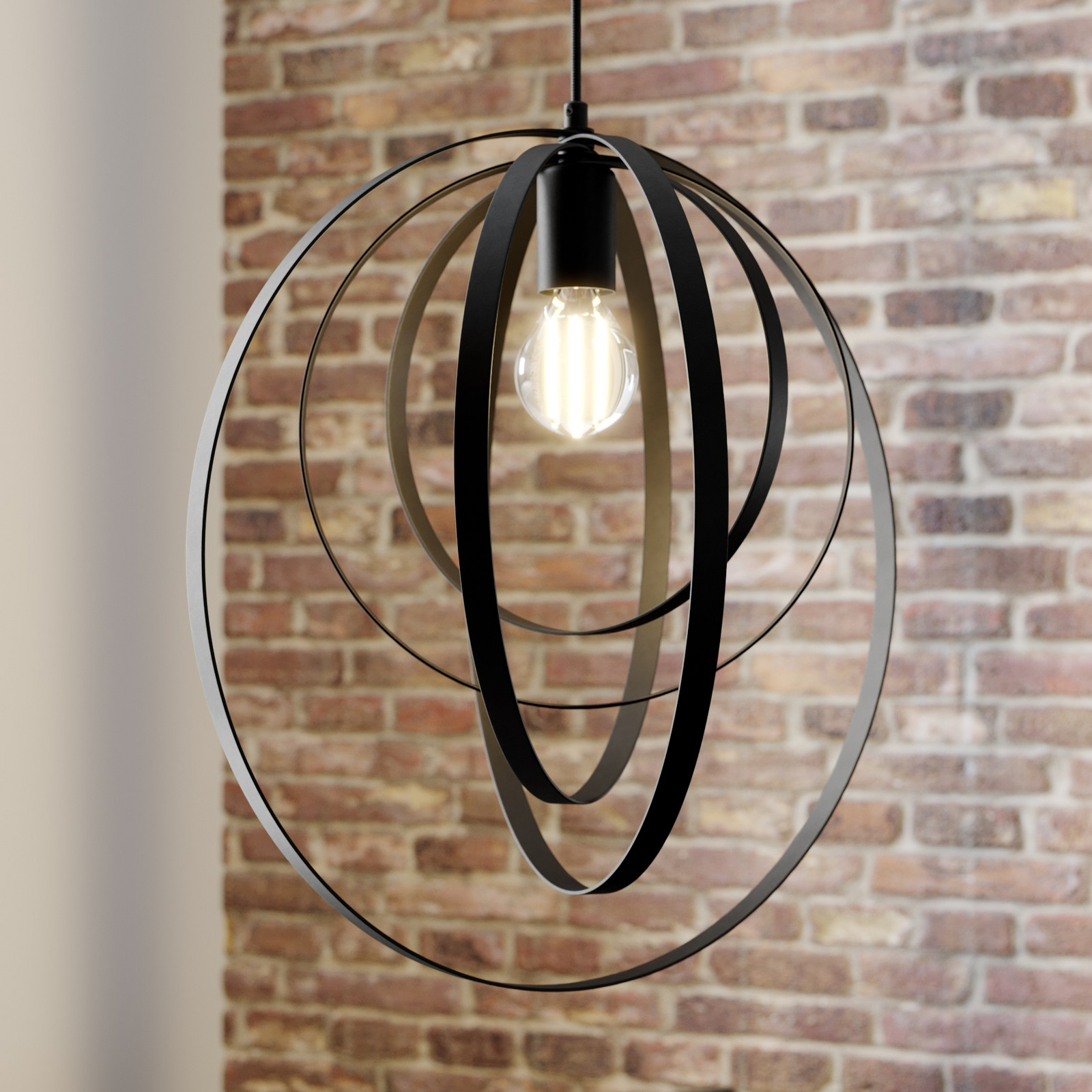 Luminex Lampă suspendată Ringo 1 bec negru - Camera de zi / sufragerie - Metal