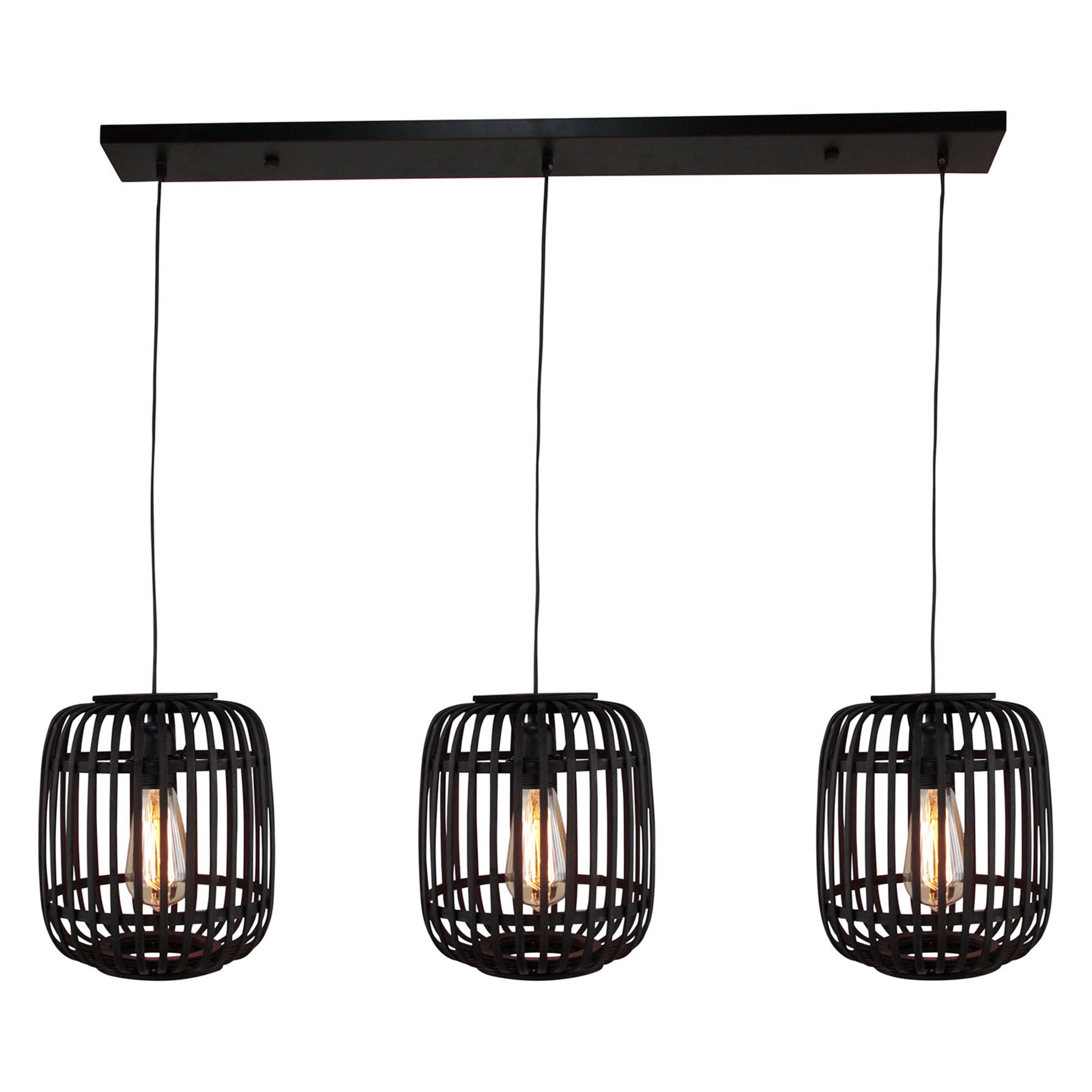 Lampa wisząca Woodrow 3 bambusowe klosze klatkowe