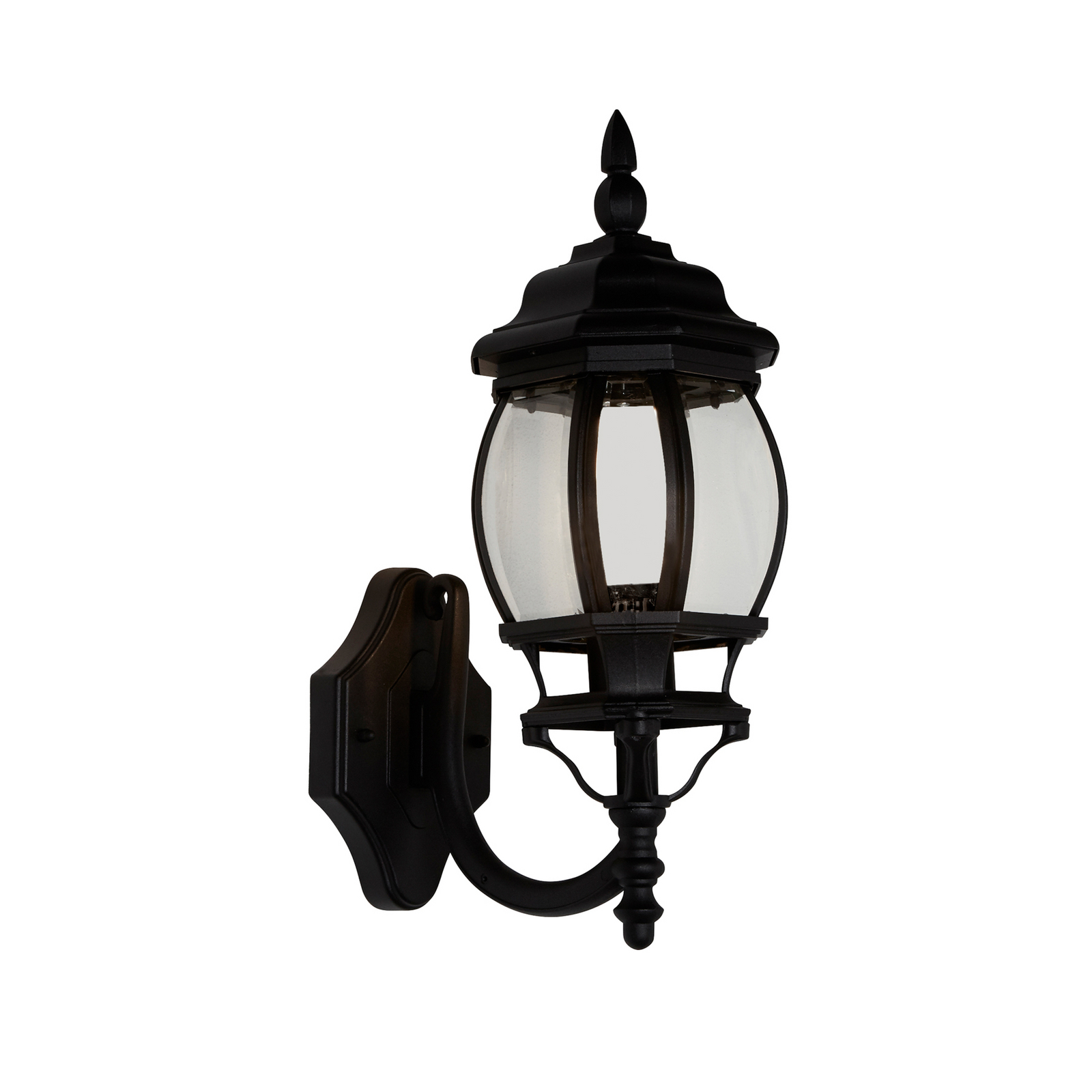 Bel Aire outdoor wall lamp, height 46 cm, black/clear metal/glass