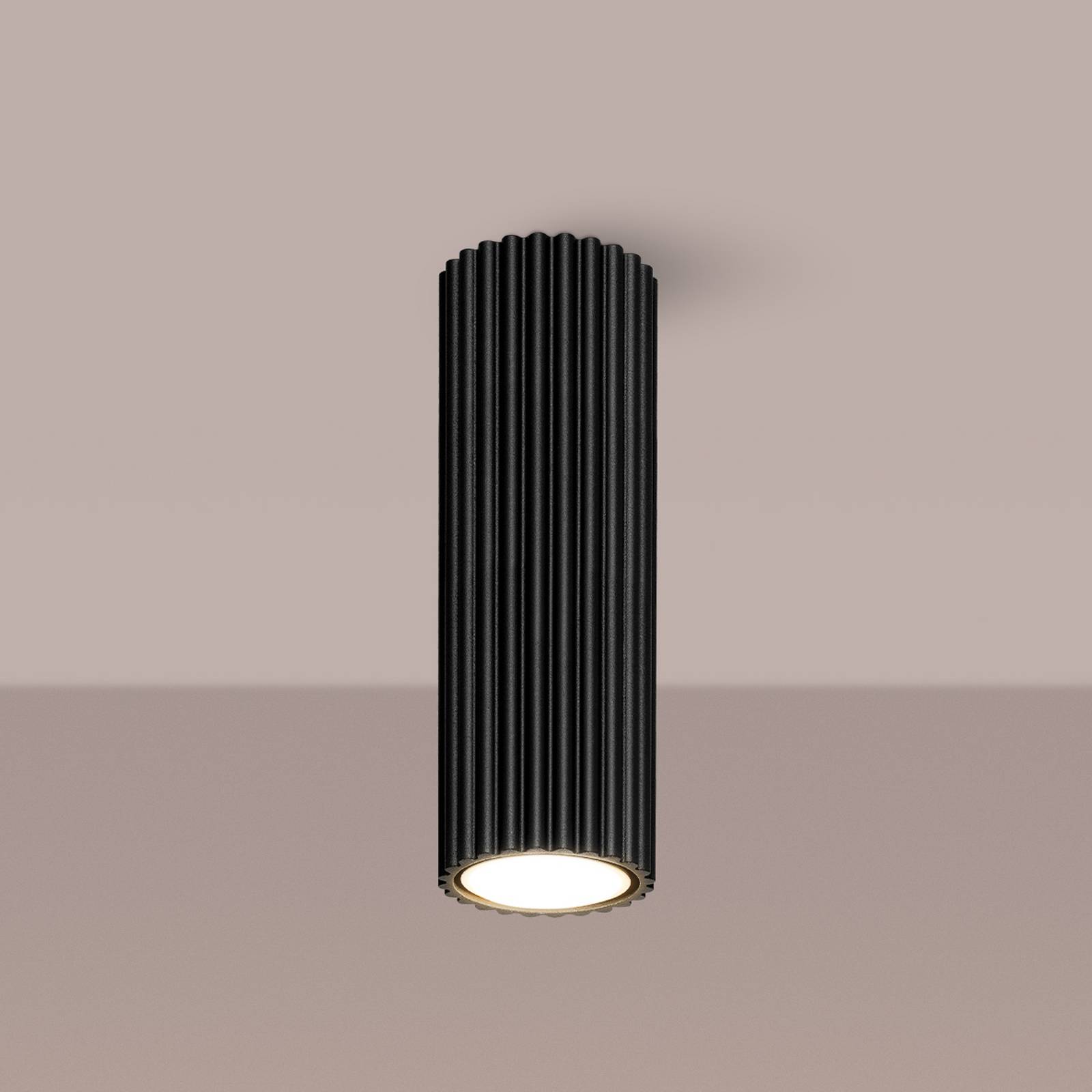 Lampa sufitowa Carbon, czarna, wysokość 20 cm, aluminium