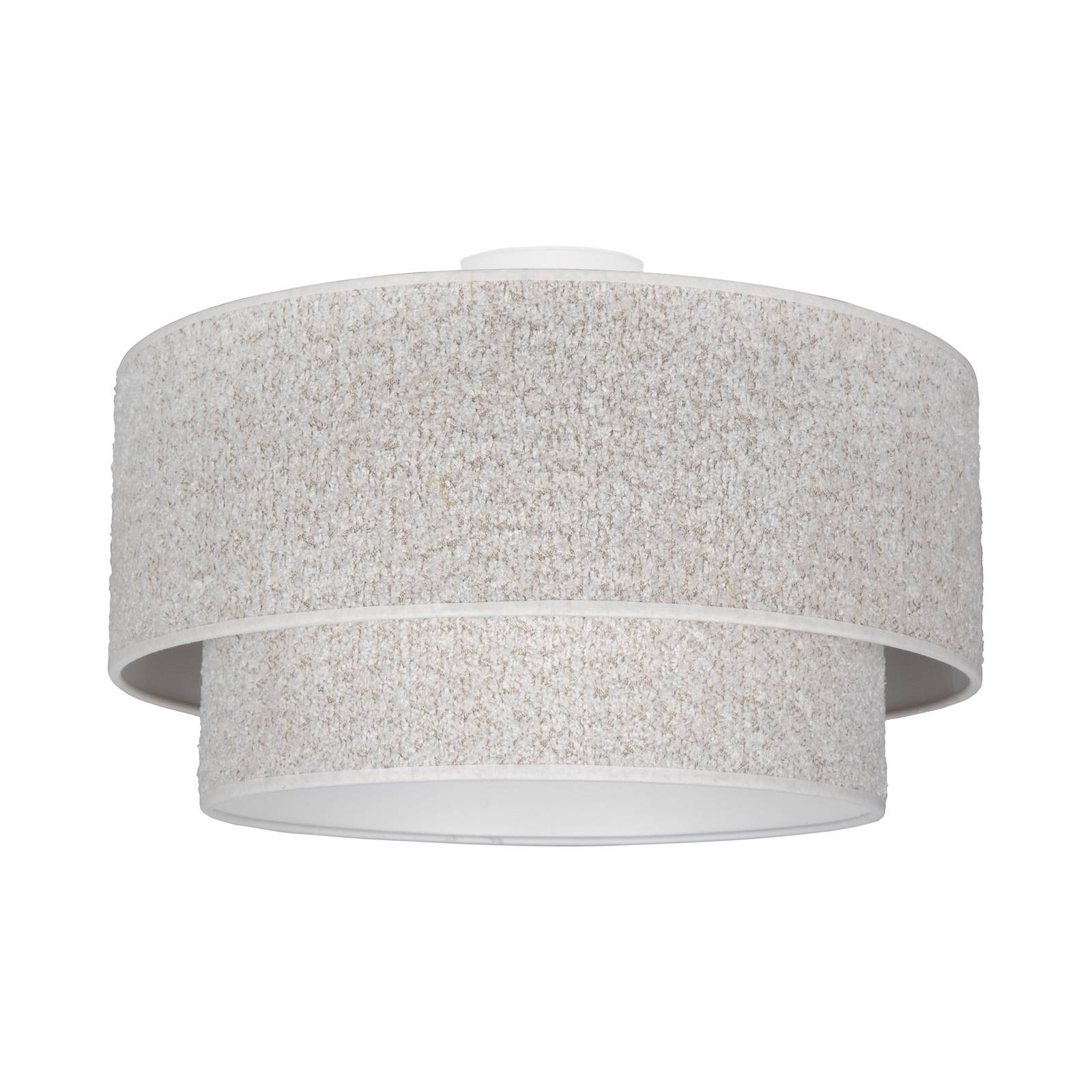Euluna Deckenlampe Boucle, ecru, Textil, Ø 45 cm, einflammig