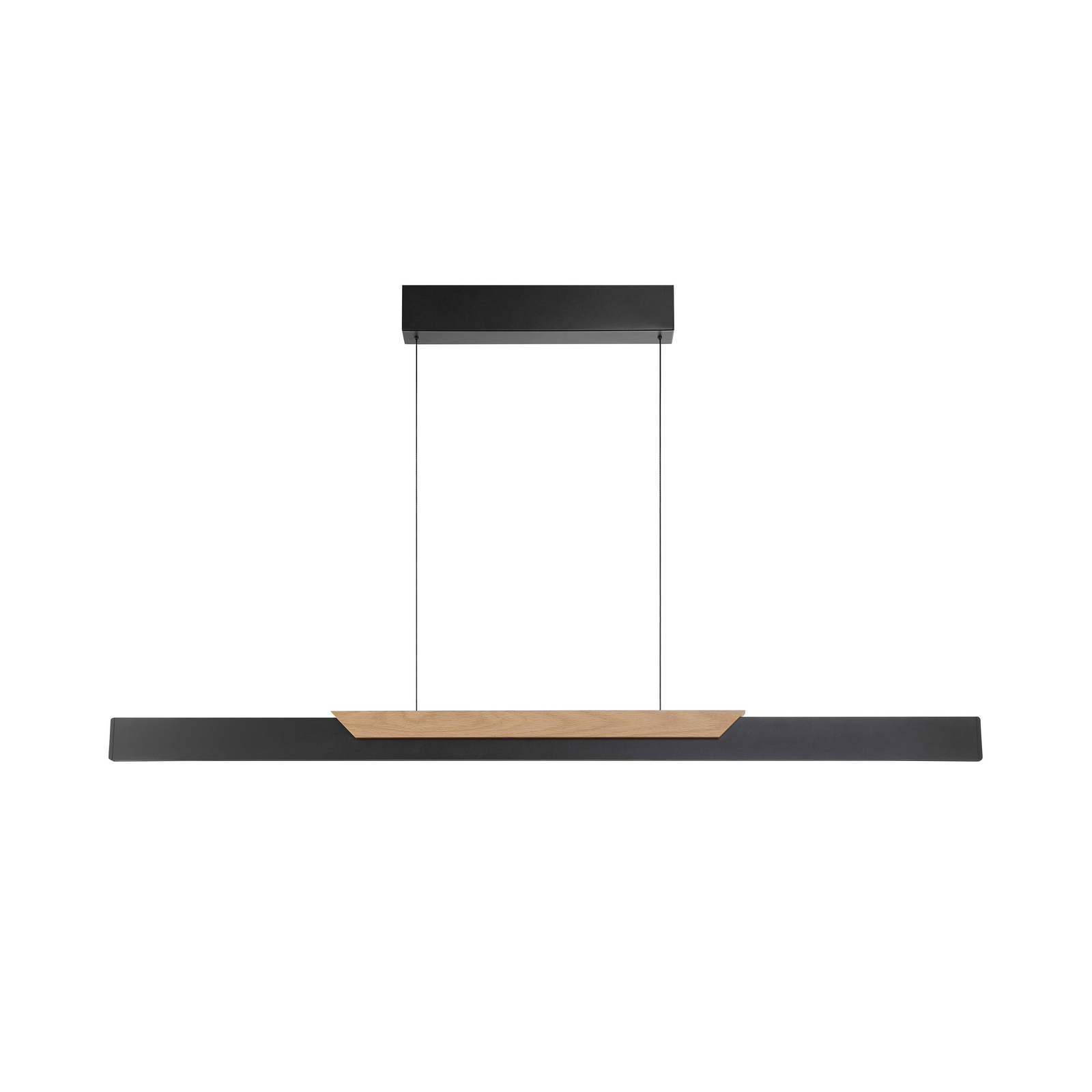 LED висяща лампа Arcus, черна/кафява Дължина 121 cm Метал/дърво