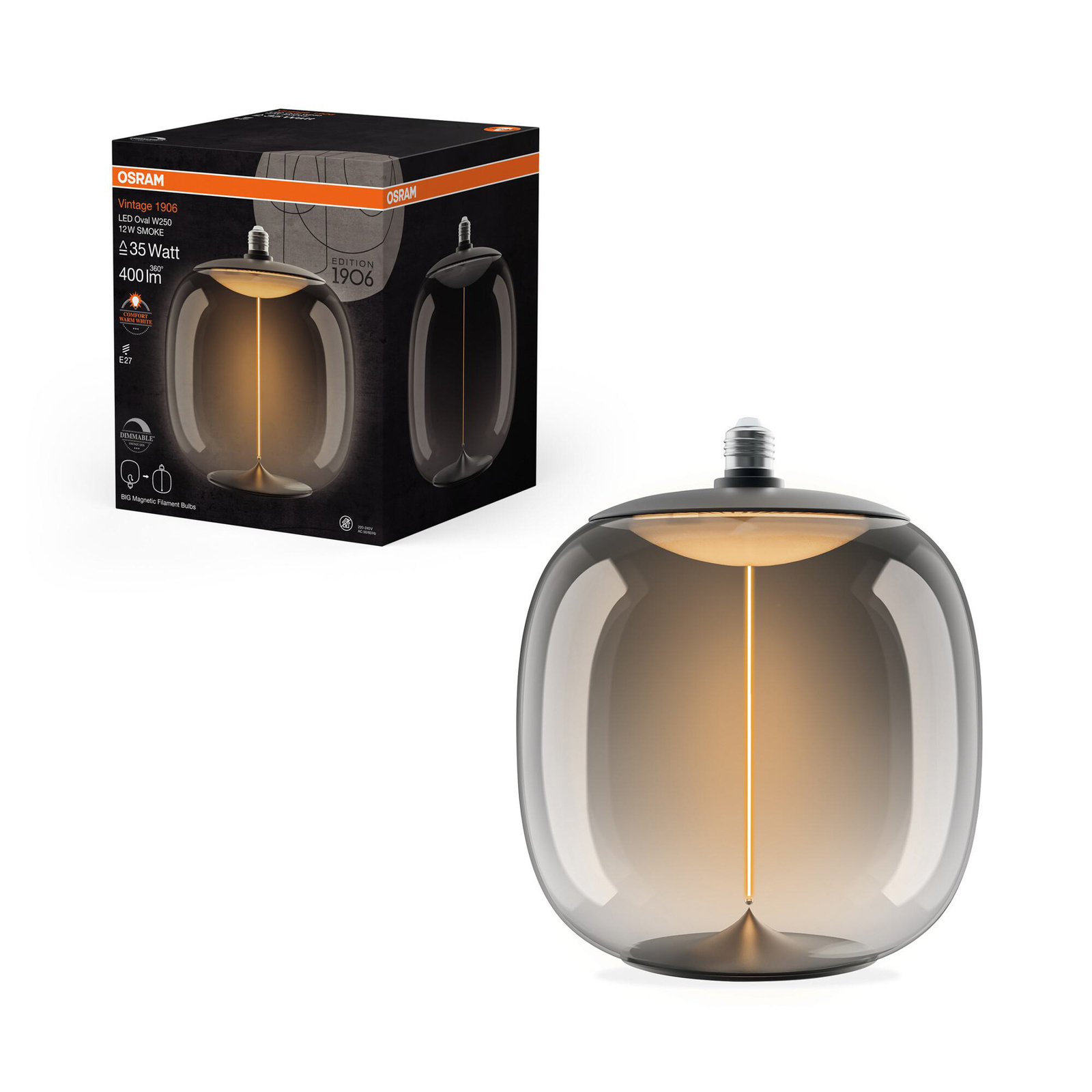 OSRAM LED Vintage Big Oval E27 12W 818 Filament rook dimbaar