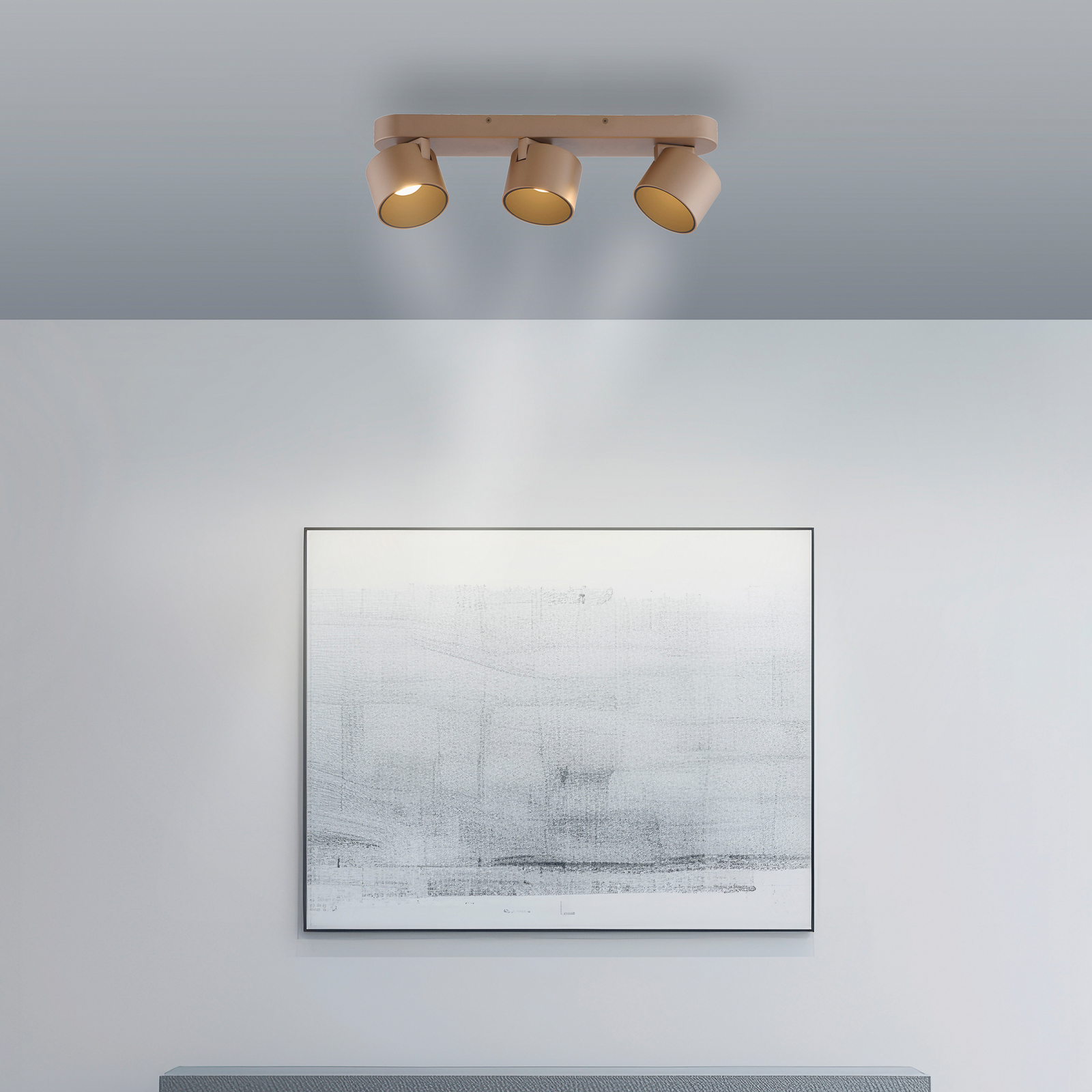 PURE LED тавански спот Cup, бронзов цвят, 56 cm, метал, 3-крилен.
