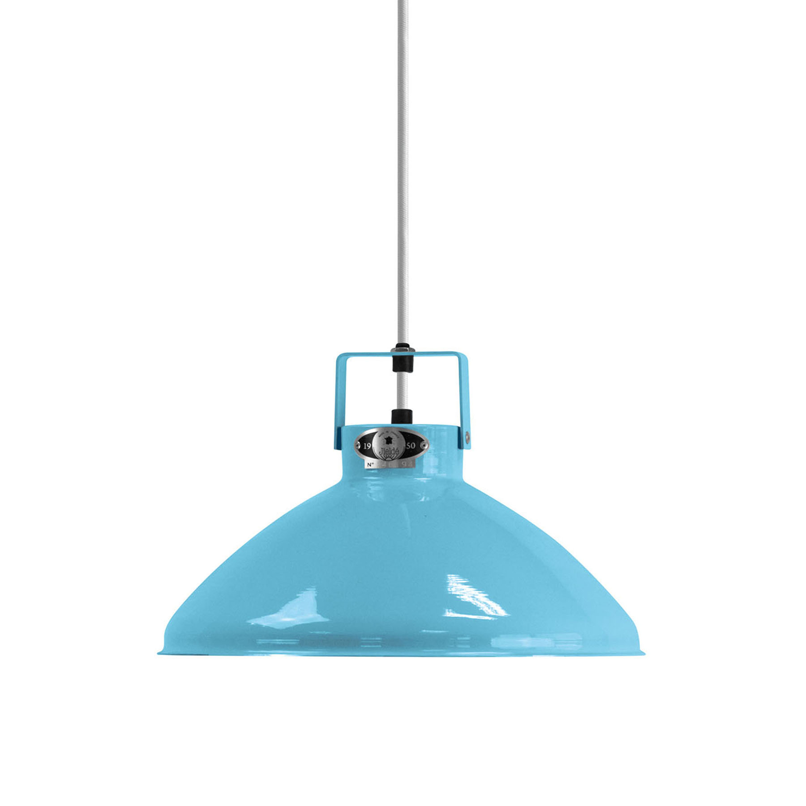 JIELDÉ Jieldé Beaumont B240 hanging lamp glossy blue, for Living / Dining Room, aluminium, E27, 75 W, energy efficiency: A++, H: 18.5 cm