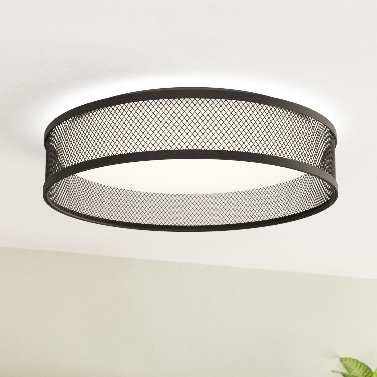 Luppineria plafonieră LED plasă de oțel negru