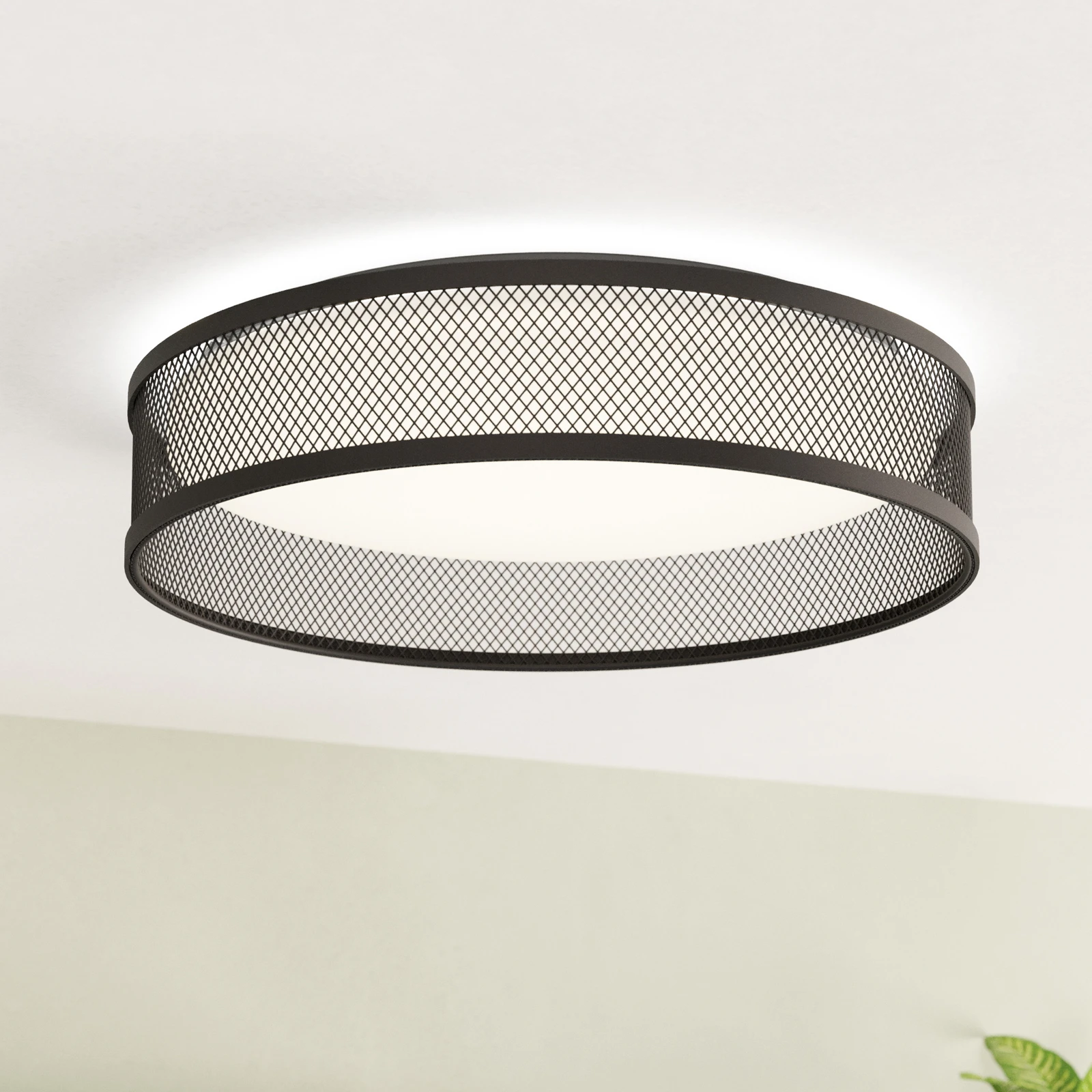 LED-Deckenlampe Luppineria Stahlgeflecht, schwarz