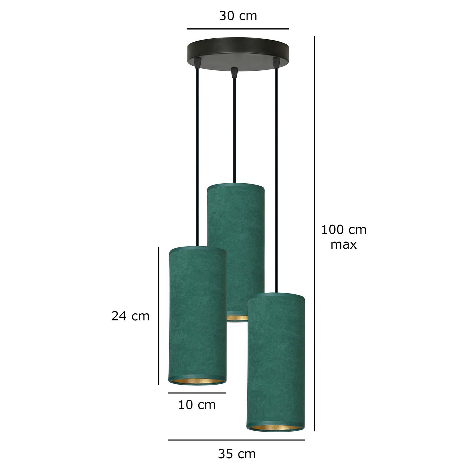 Lampa wisząca Joni, tkanina 3-pkt. okrągła zielona