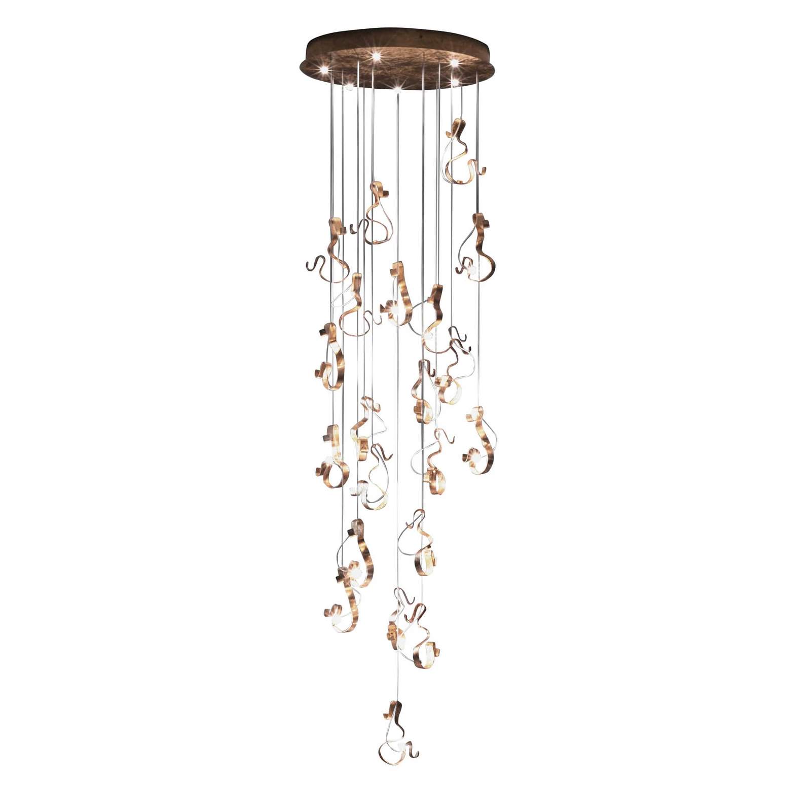 Knikerboker Curve LED závěsné světlo, 20x, bronz