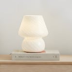 Lindby table lamp Andriana, white, glass, Ø 15 cm
