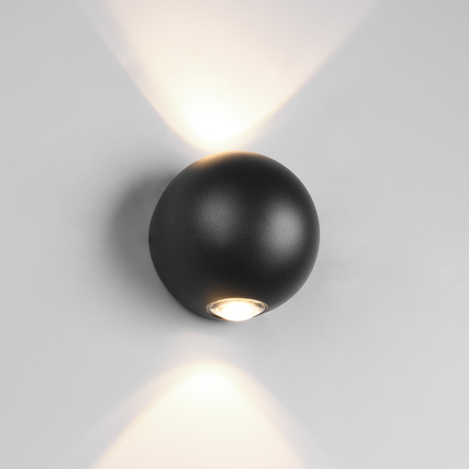 LED-ulkoseinävalaisin Avisio, musta, 2-valo, puoliympyrän muotoinen