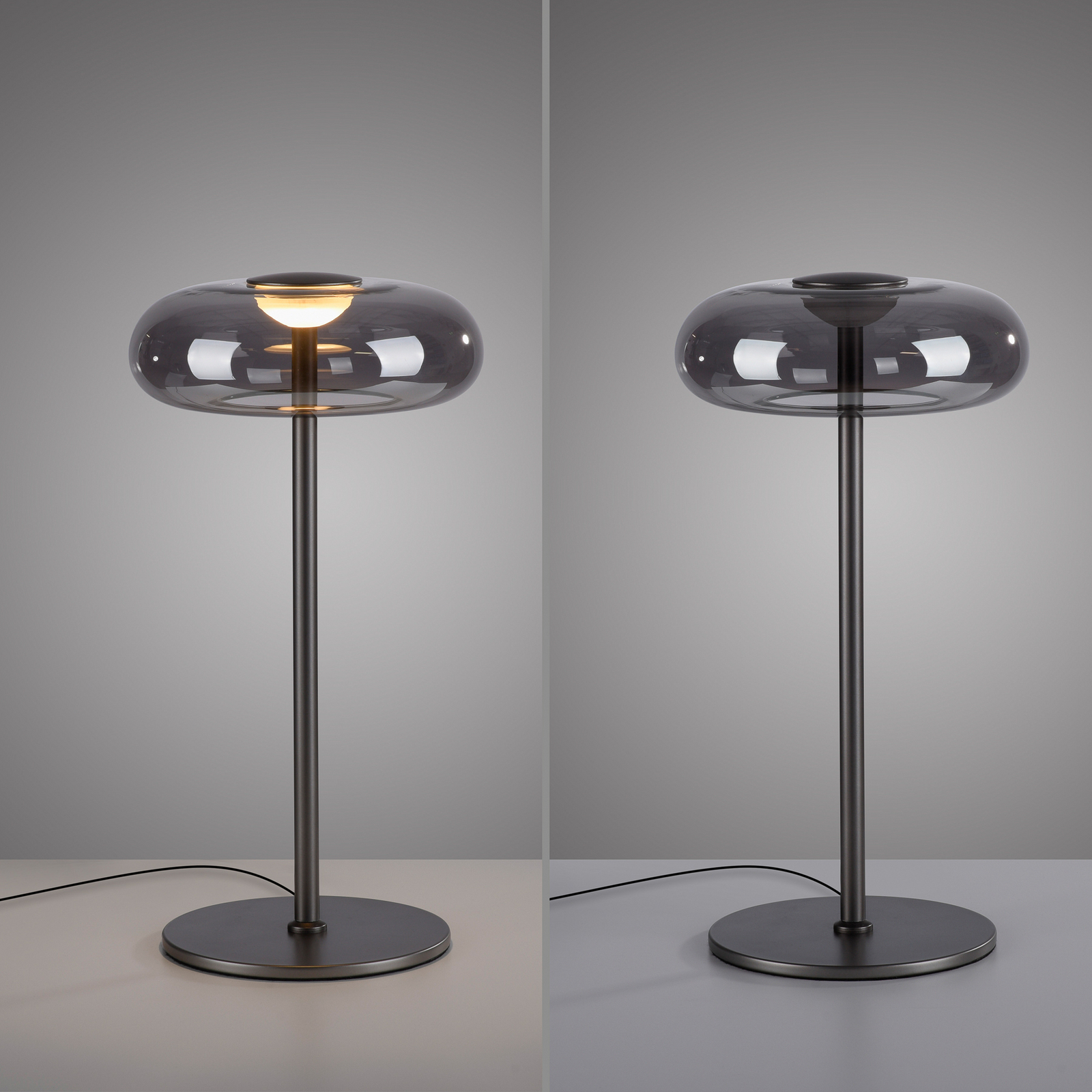 Schöner Wohnen LED-pöytälamppu Posh, savulasi, 3 000 K Schöner Wohnen LED-pöytälamppu Posh, savulasi, 3 000 K