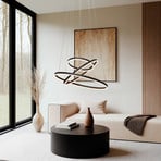 Arcchio Suspension LED Albiona, noir, 3 anneaux, Ø 80 cm
