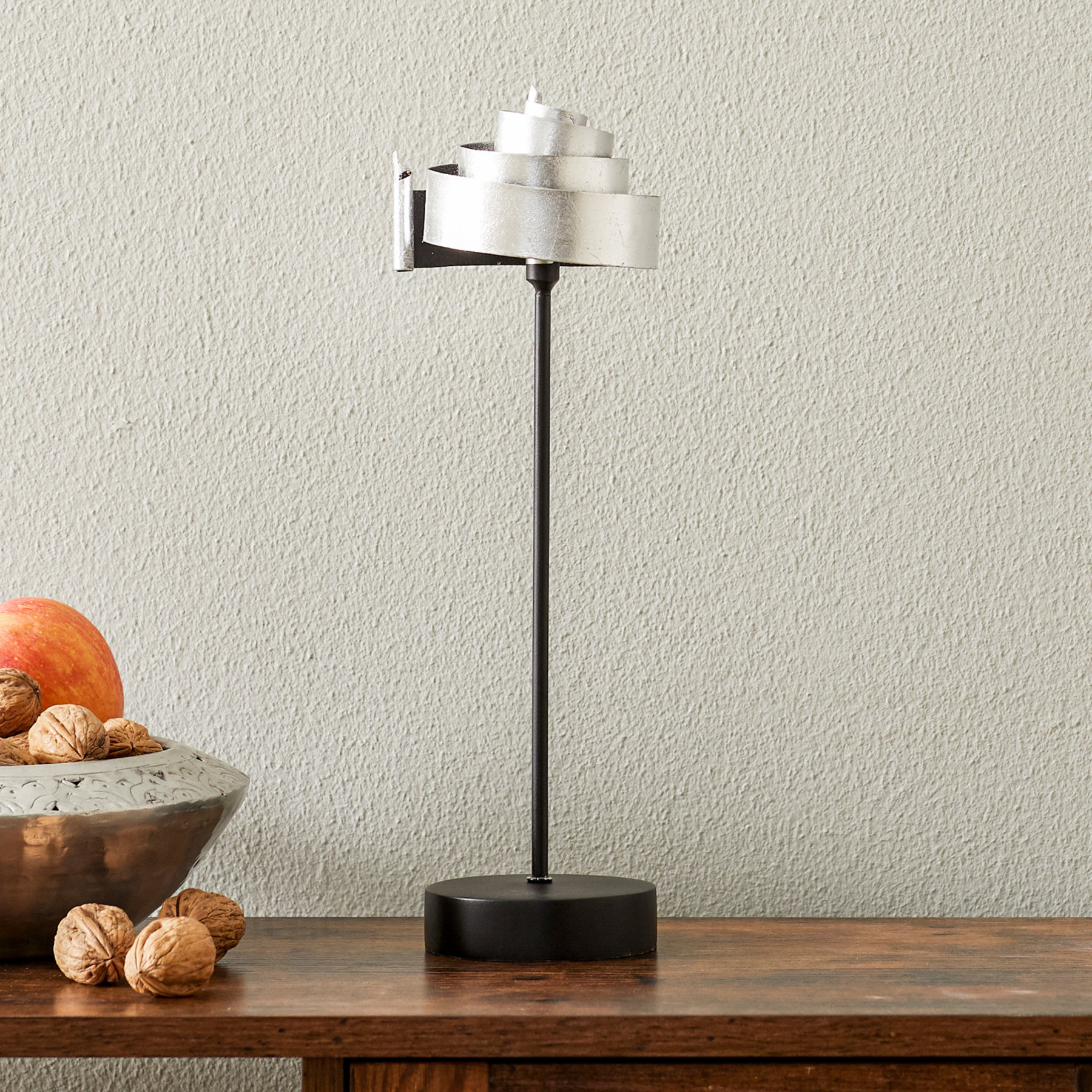 J. Holländer Silver table lamp BANDEROLE - iron, for Living / Dining Room, Metal, G4, 20 W, energy efficiency: A++, W: 10 cm, H: 35 cm