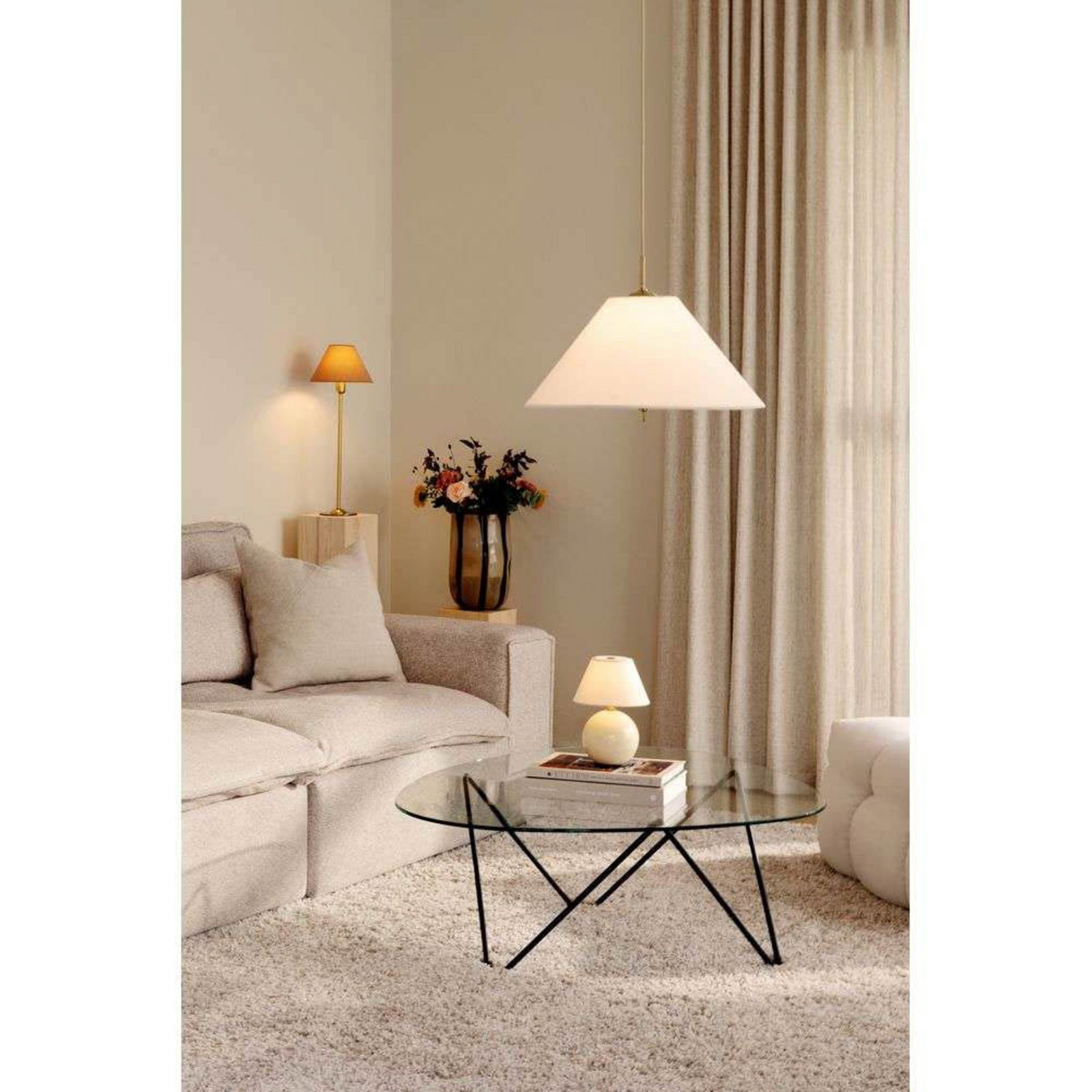 Globen Lighting Hängeleuchte IRIS, creme, Ø 50 cm