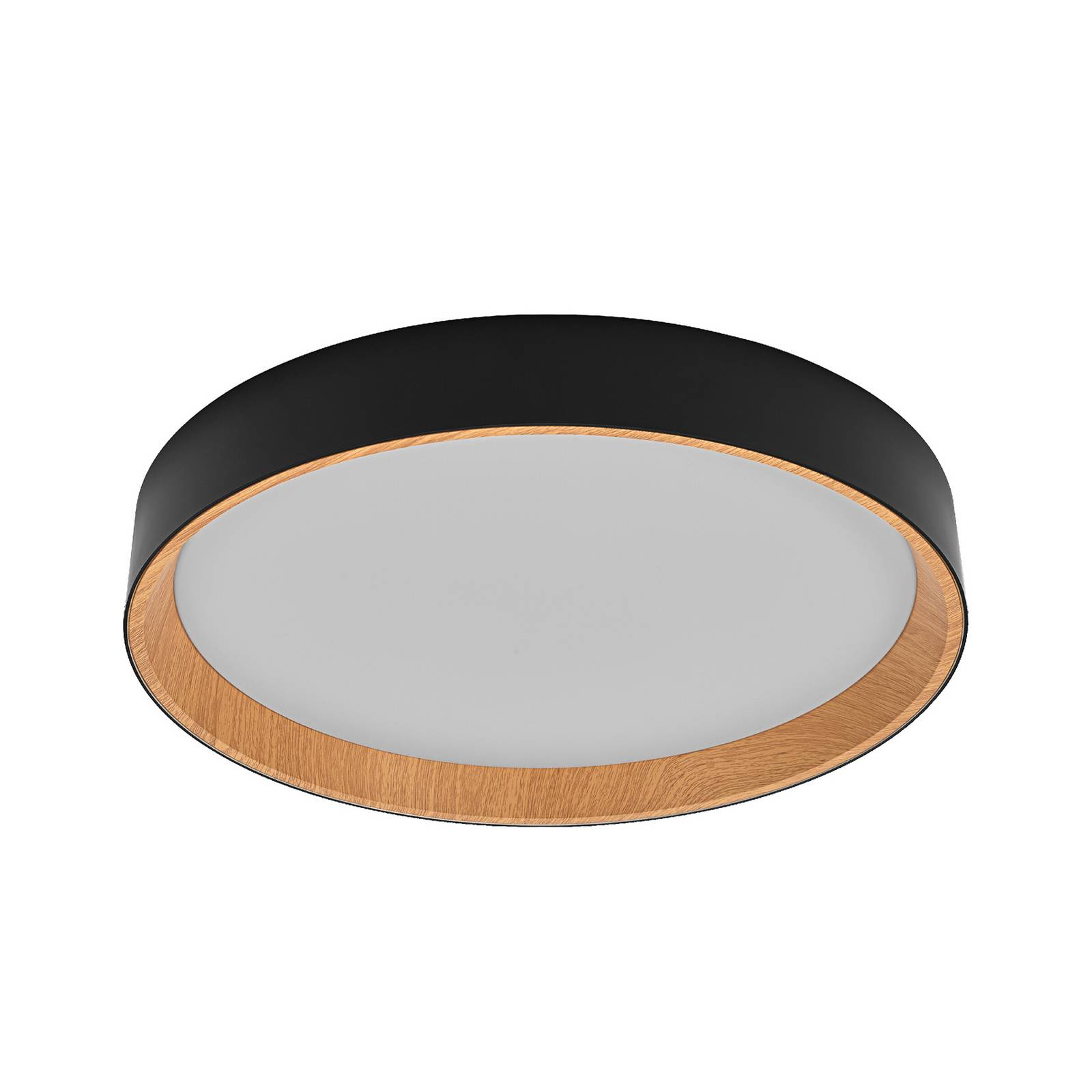 OSRAM LED-Deckenlampe ORBIS LARIOS, schwarz/holz Ø 49 cm dim