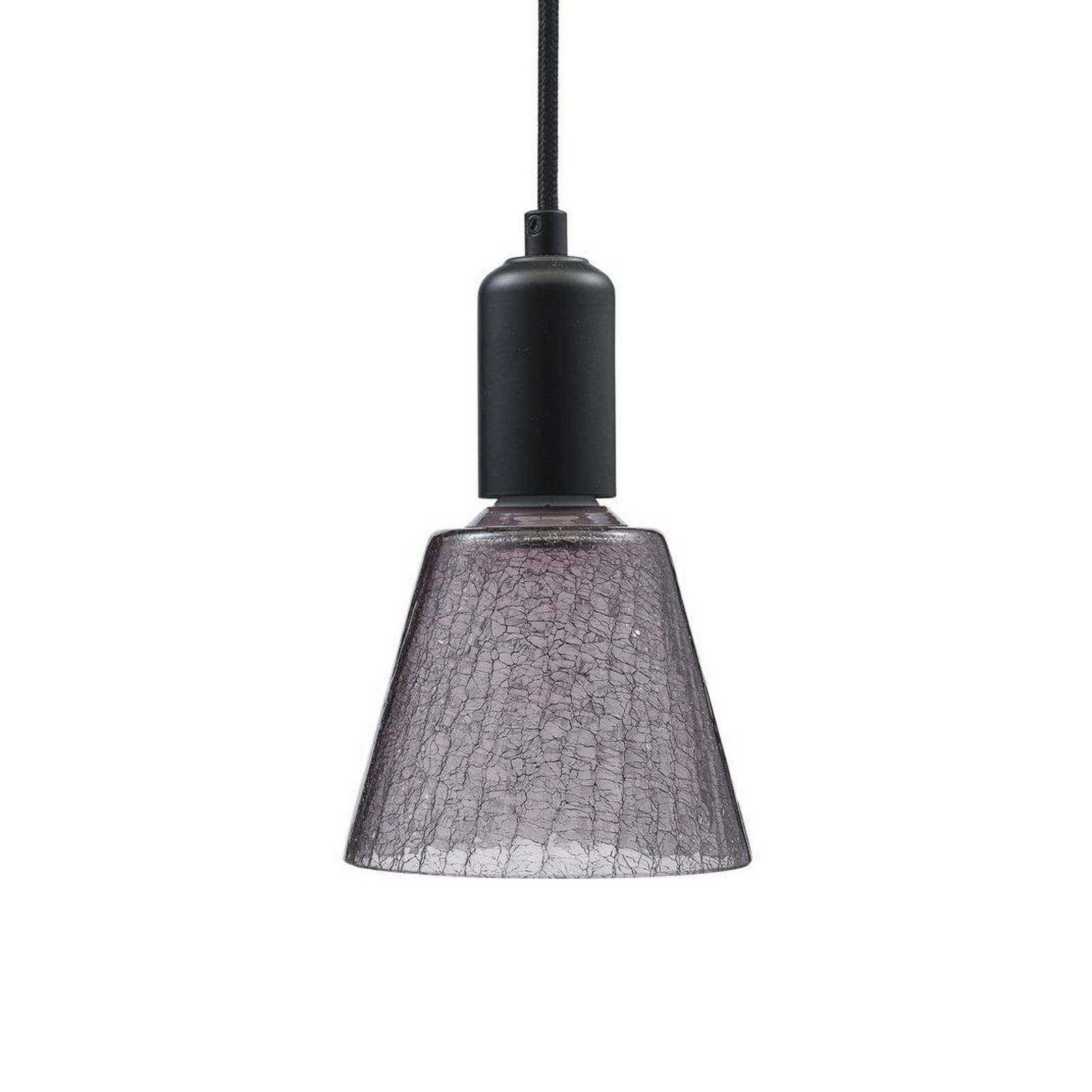 PR Home Hängelampe Tilda, rauchgrau, Ø 12,5 cm, Glas Stecker