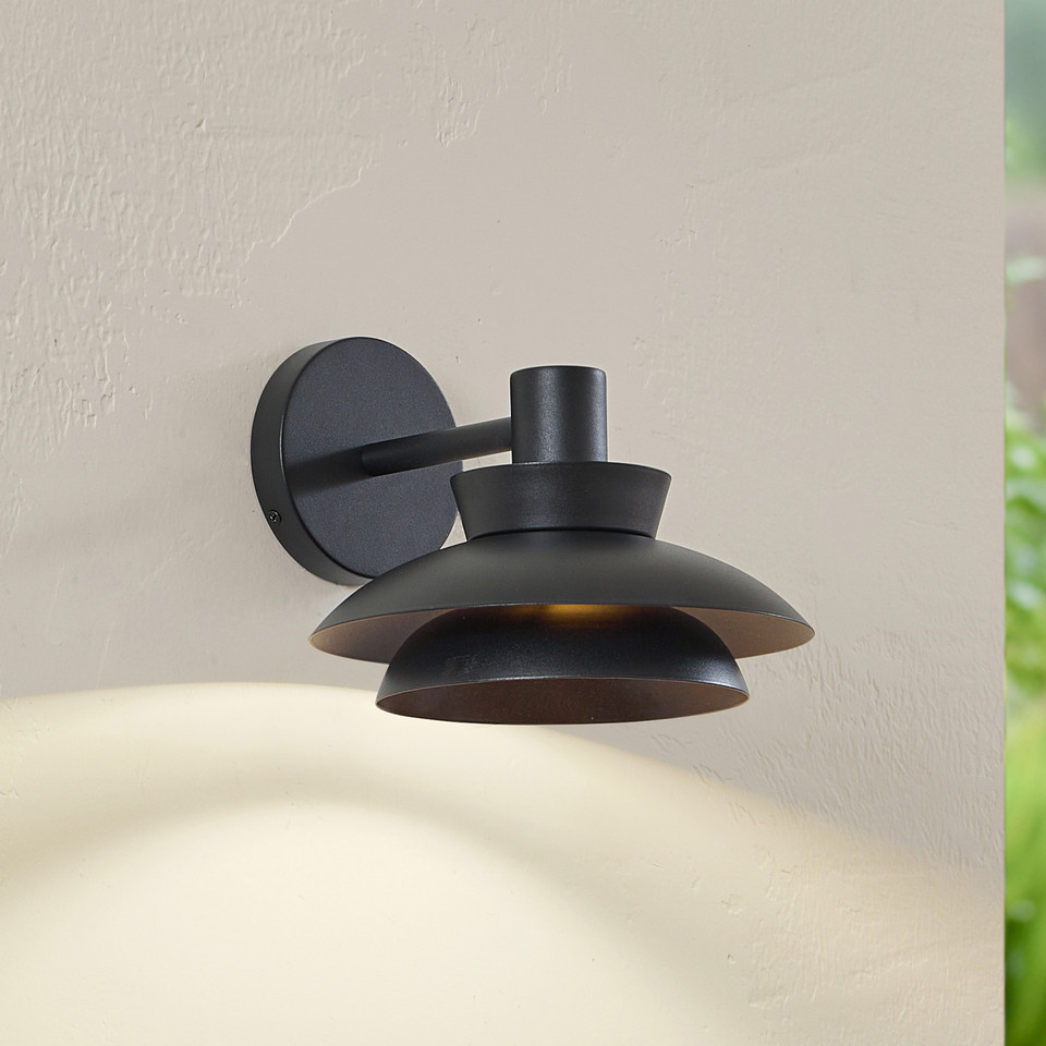 Lucande Thais utomhusvägglampa Ø 25 cm svart metall, svart från Lucande